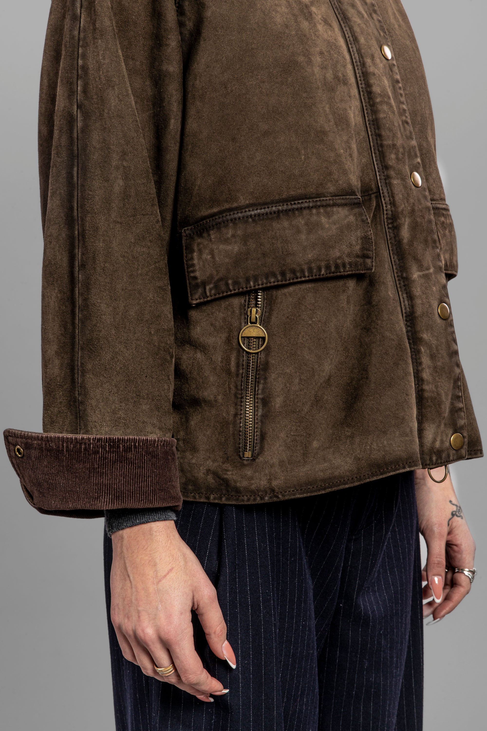 DW5-GLAMIS Giubbotto Burned Suede Verde Alga Woman