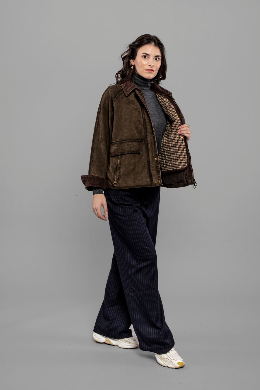DW5-GLAMIS Giubbotto Burned Suede Verde Alga Woman