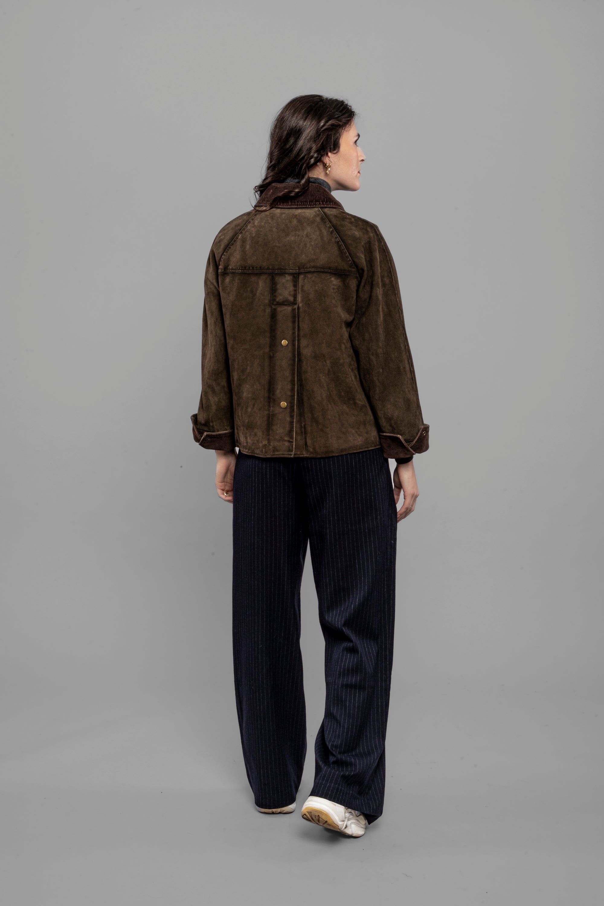 DW5-GLAMIS Giubbotto Burned Suede Verde Alga Woman