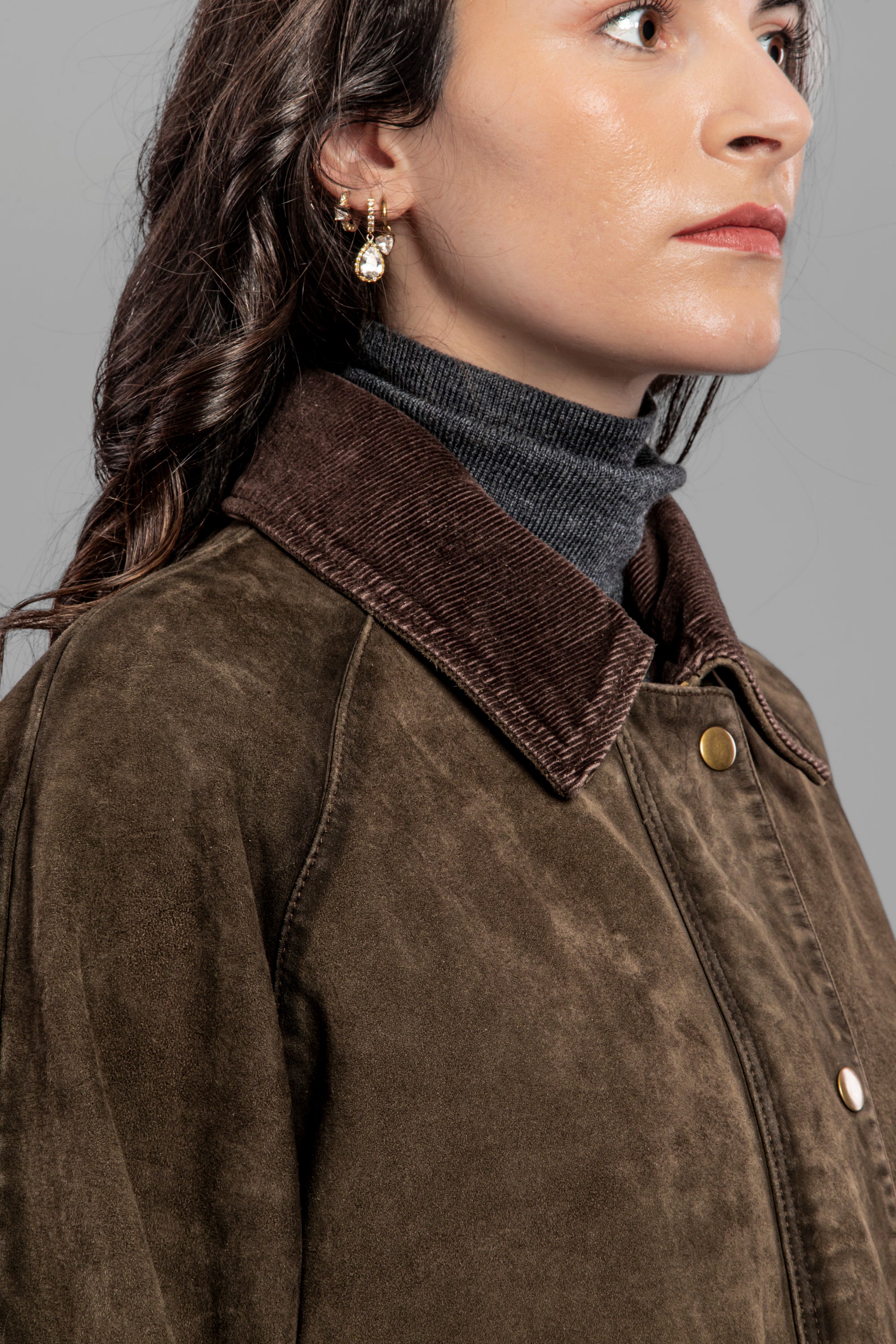 DW5-GLAMIS Giubbotto Burned Suede Verde Alga Woman