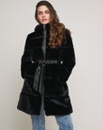 W4-HARVARD Coat Hood Fur Black