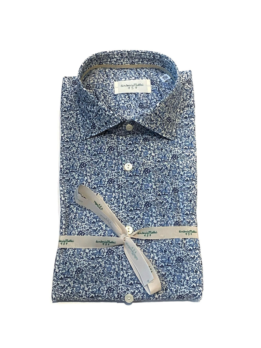 S4-QKQN5W Camicia Regular Fantasia Fiori Blu Man