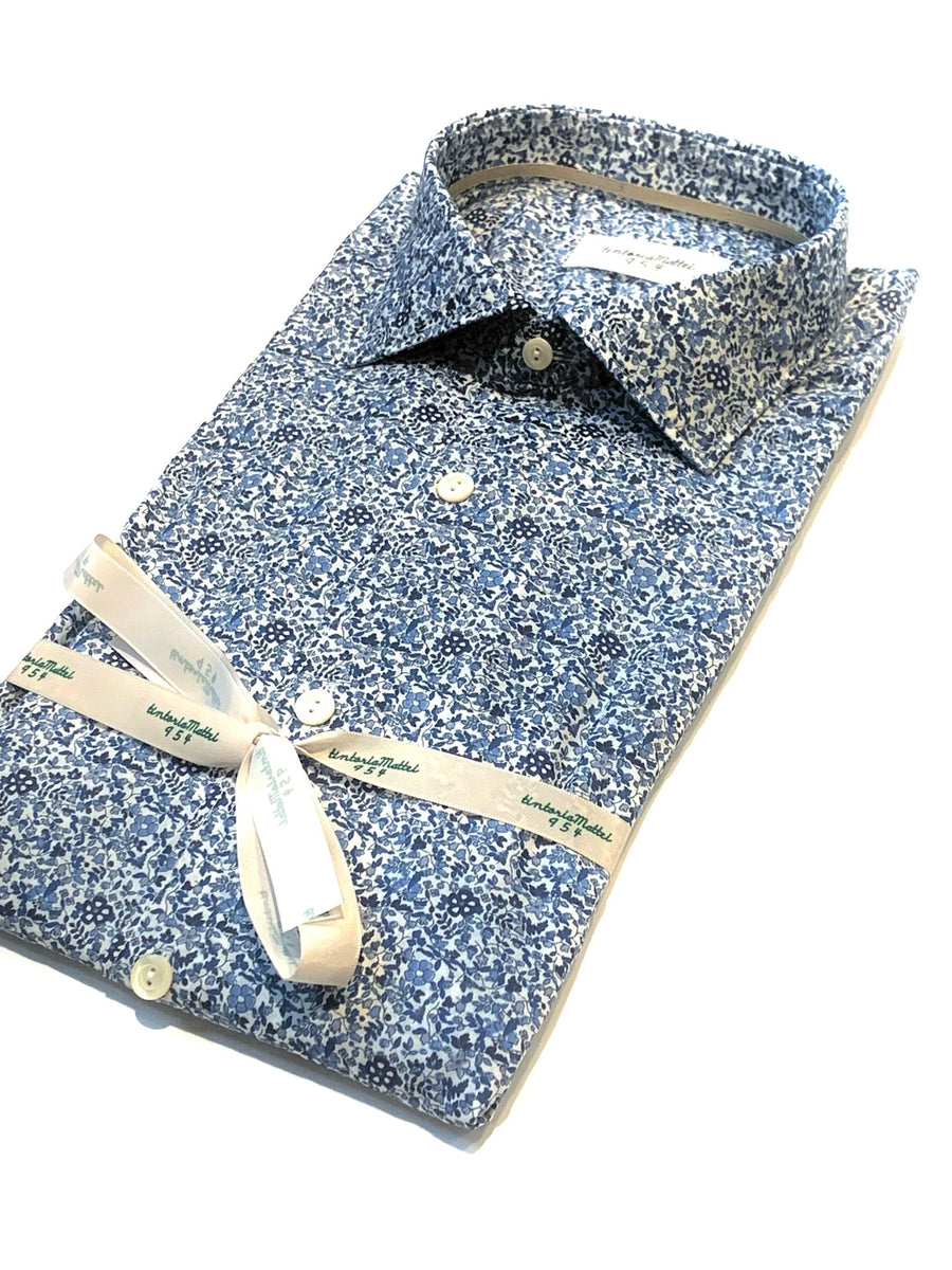 S4-QKQN5W Camicia Regular Fantasia Fiori Blu Man