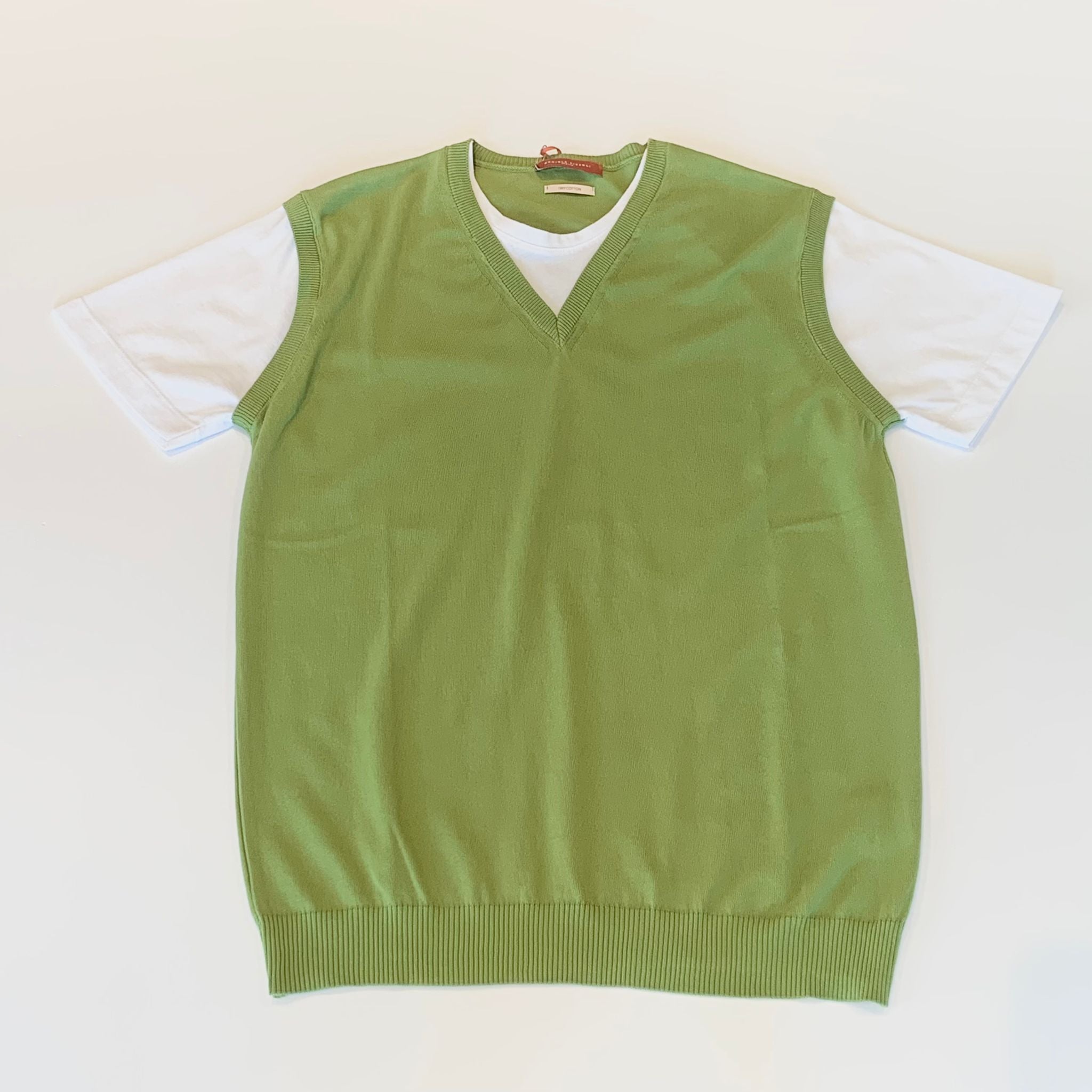 S4-0576 Gilet V con T-Shirt Pistacchio Man
