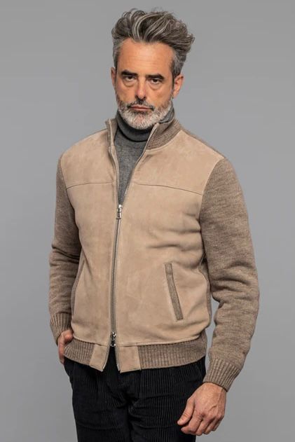 UW4-THAMES KNIT Giubbotto Suede e Maglia Beige Man