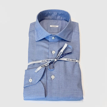 W4-QI0CUR Camicia Regular Microfantasia Azzurra Man