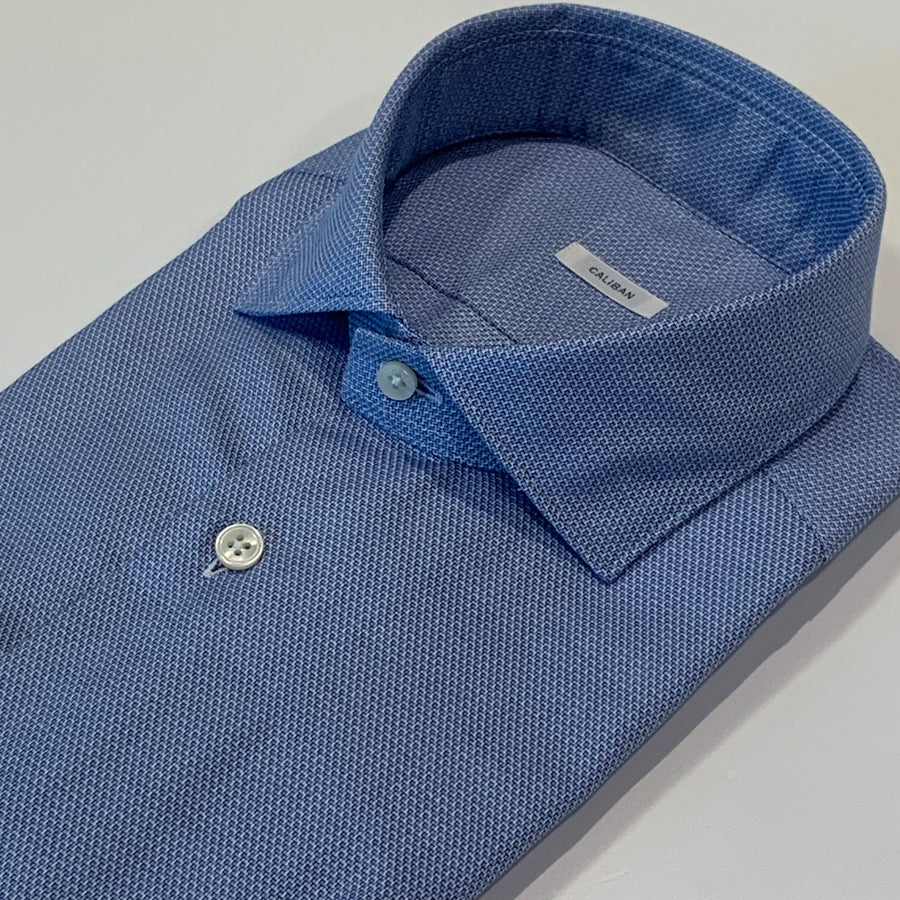 W4-QI0CUR Camicia Regular Microfantasia Azzurra Man