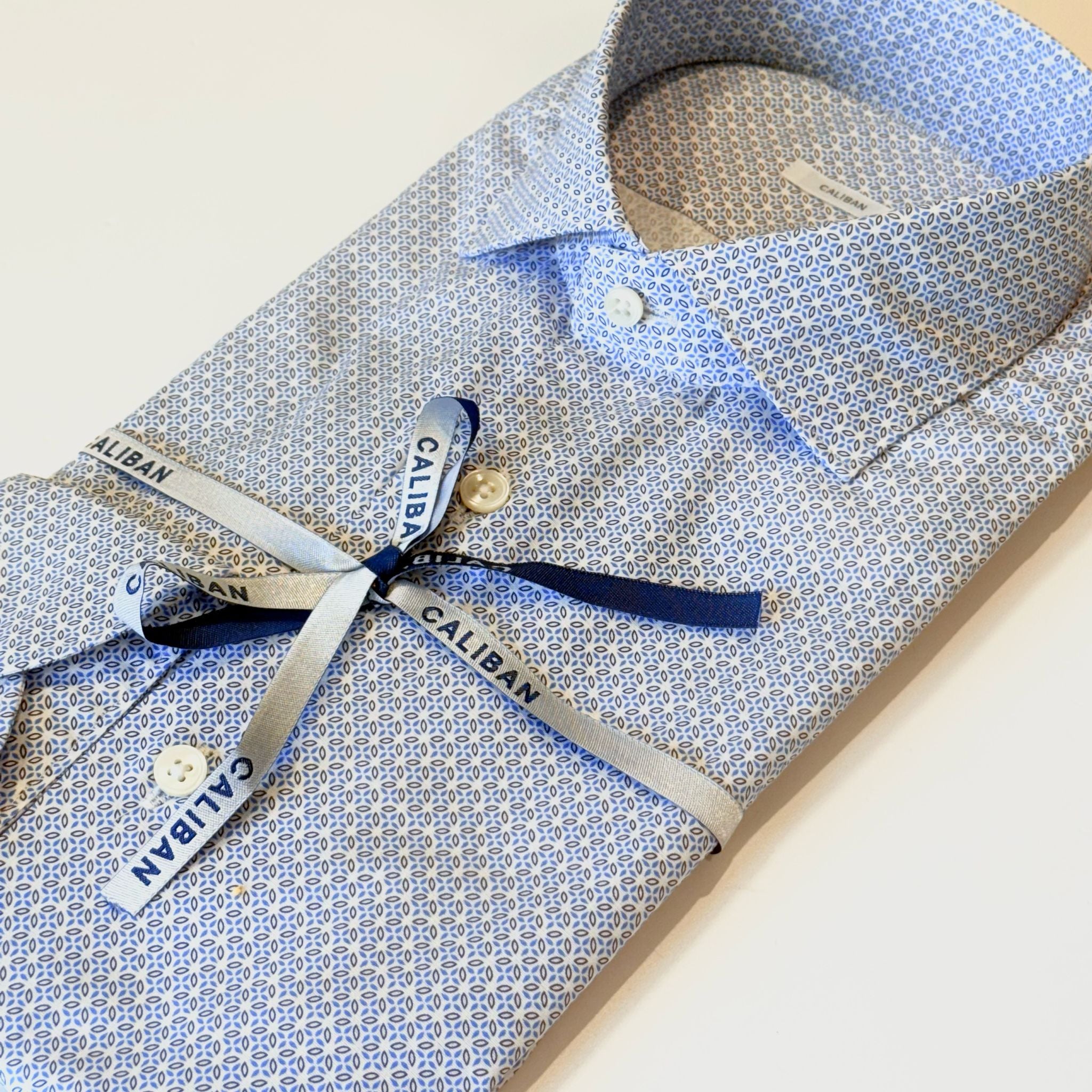 S5-QLVCUR Camicia Regular Fantasia Azzurra Man