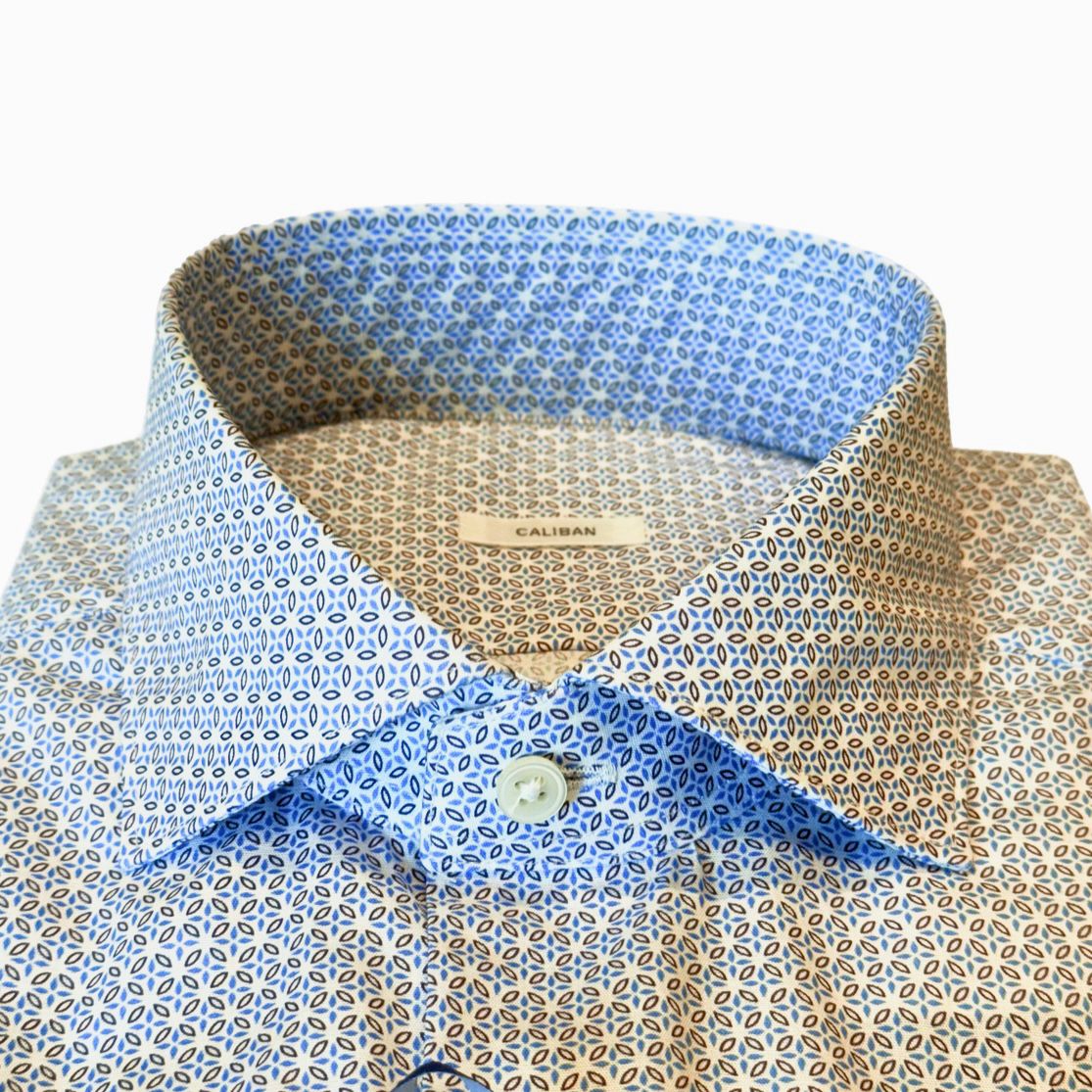 S5-QLVCUR Camicia Regular Fantasia Azzurra Man