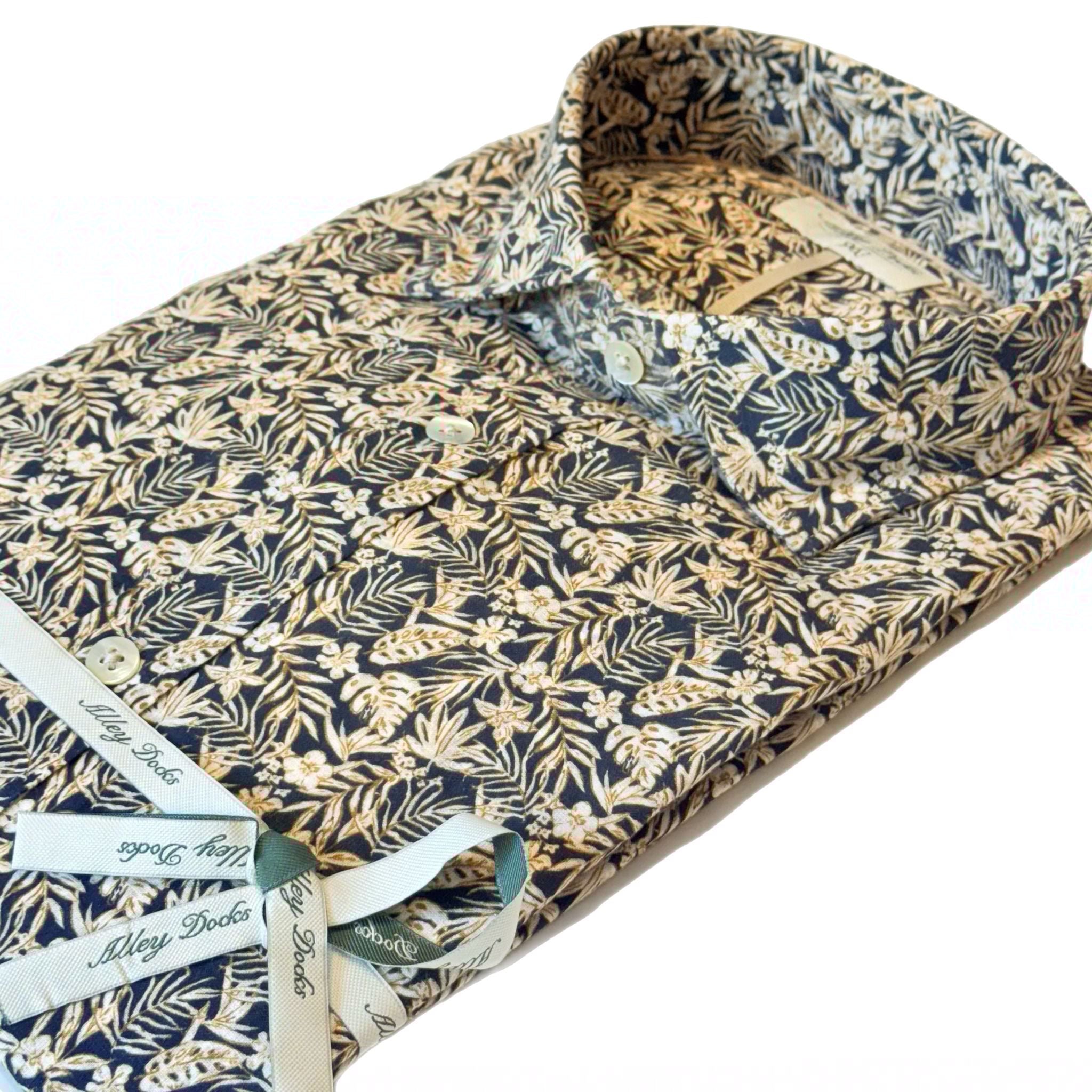 S5-615 Camicia Lino Fantasia Blue/Brown Man