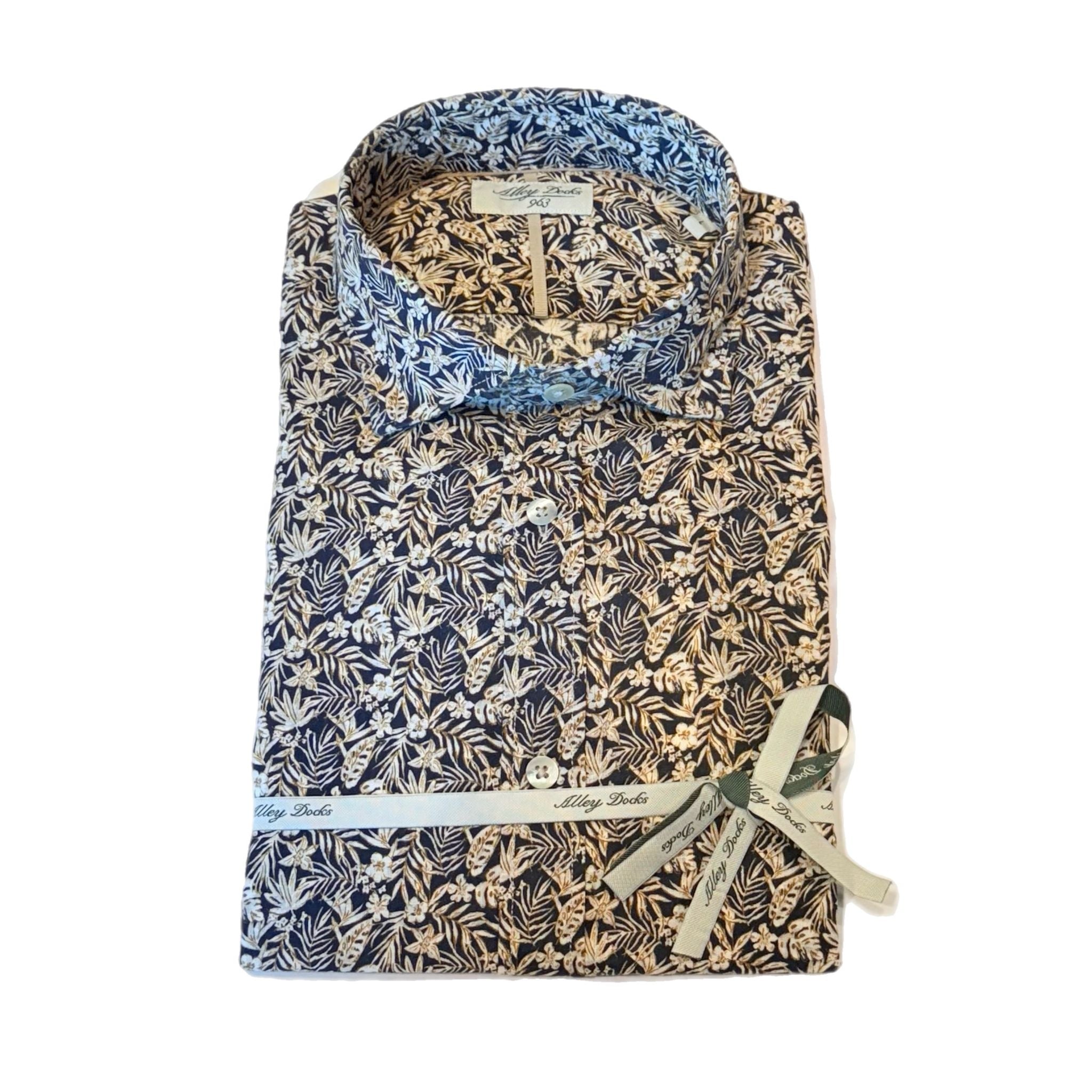 S5-615 Camicia Lino Fantasia Blue/Brown Man