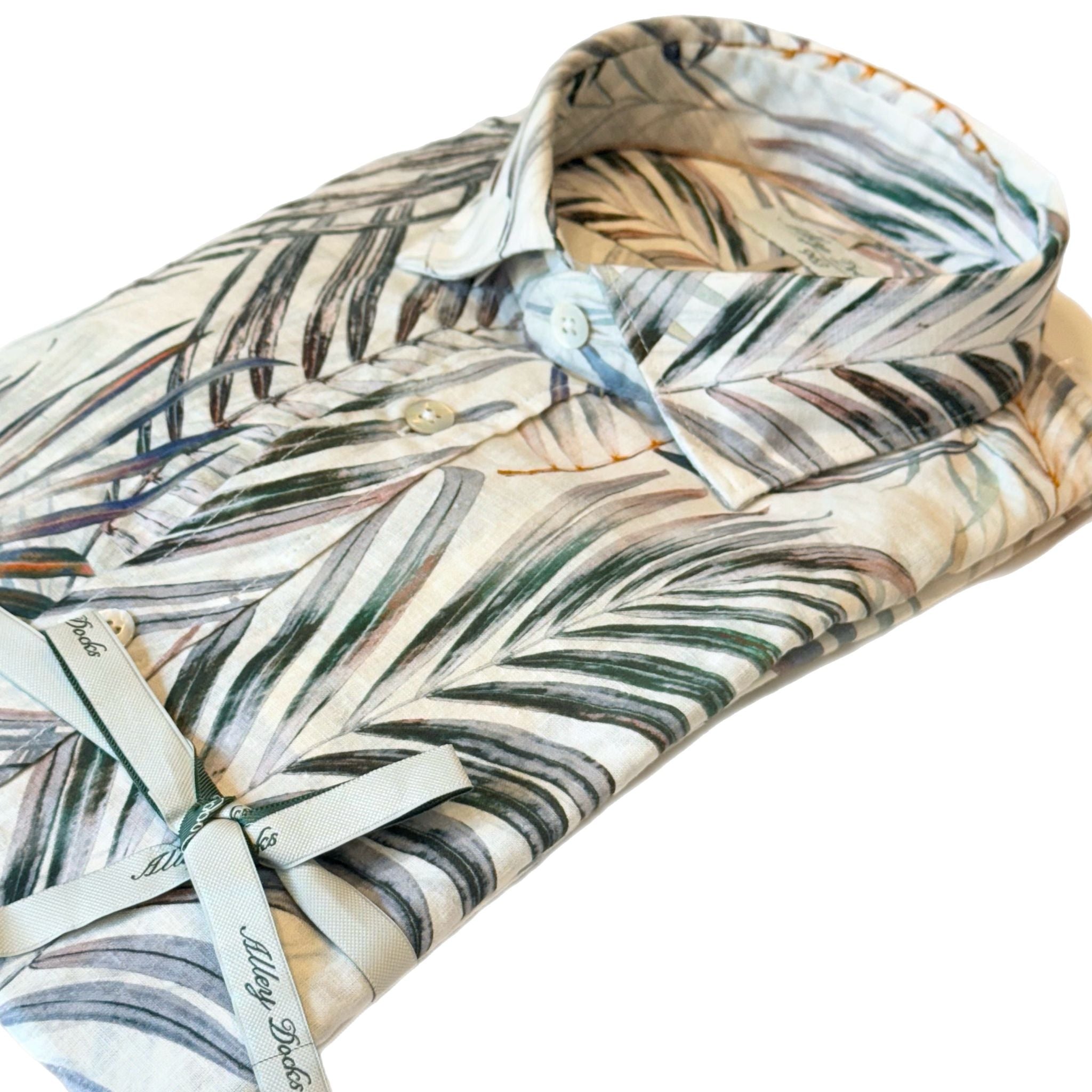 S5-616 Camicia Lino Fantasia White/Green Man