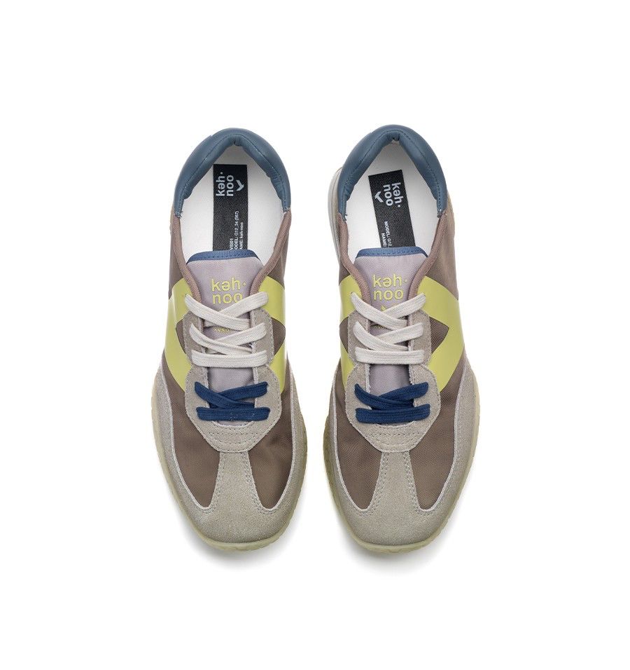 US5-9313 Sneaker Khaky/Lime/Avio Man