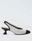 S5-76535  Slingback Tessuto Crema Nero