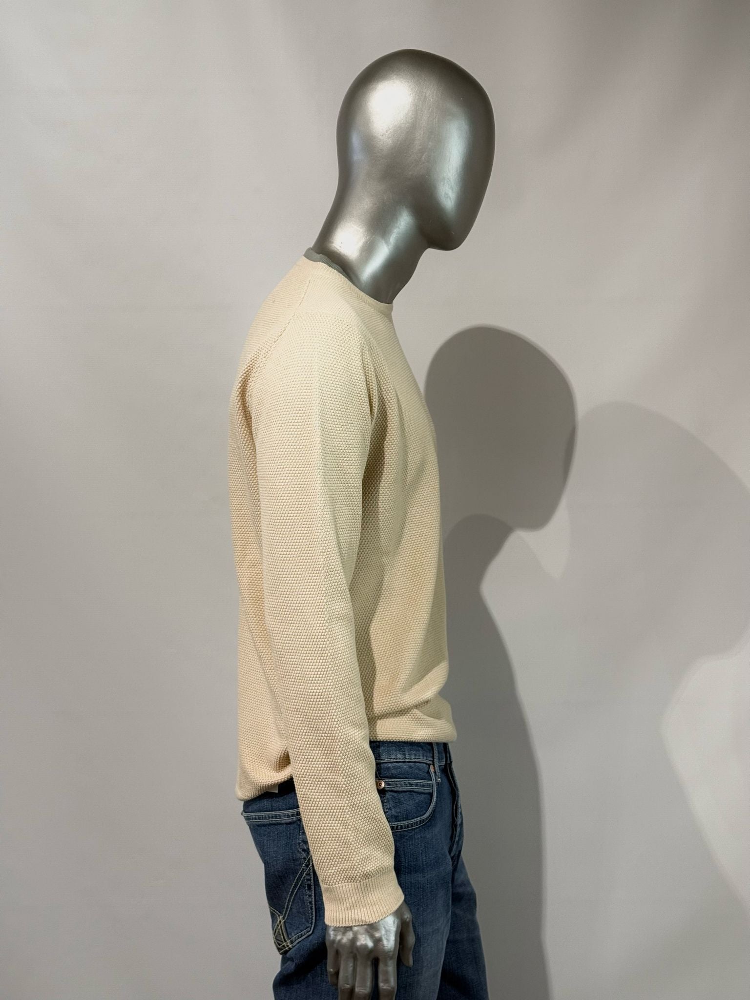 S5-2125 Maglia Girocollo Cotone Ecru Man