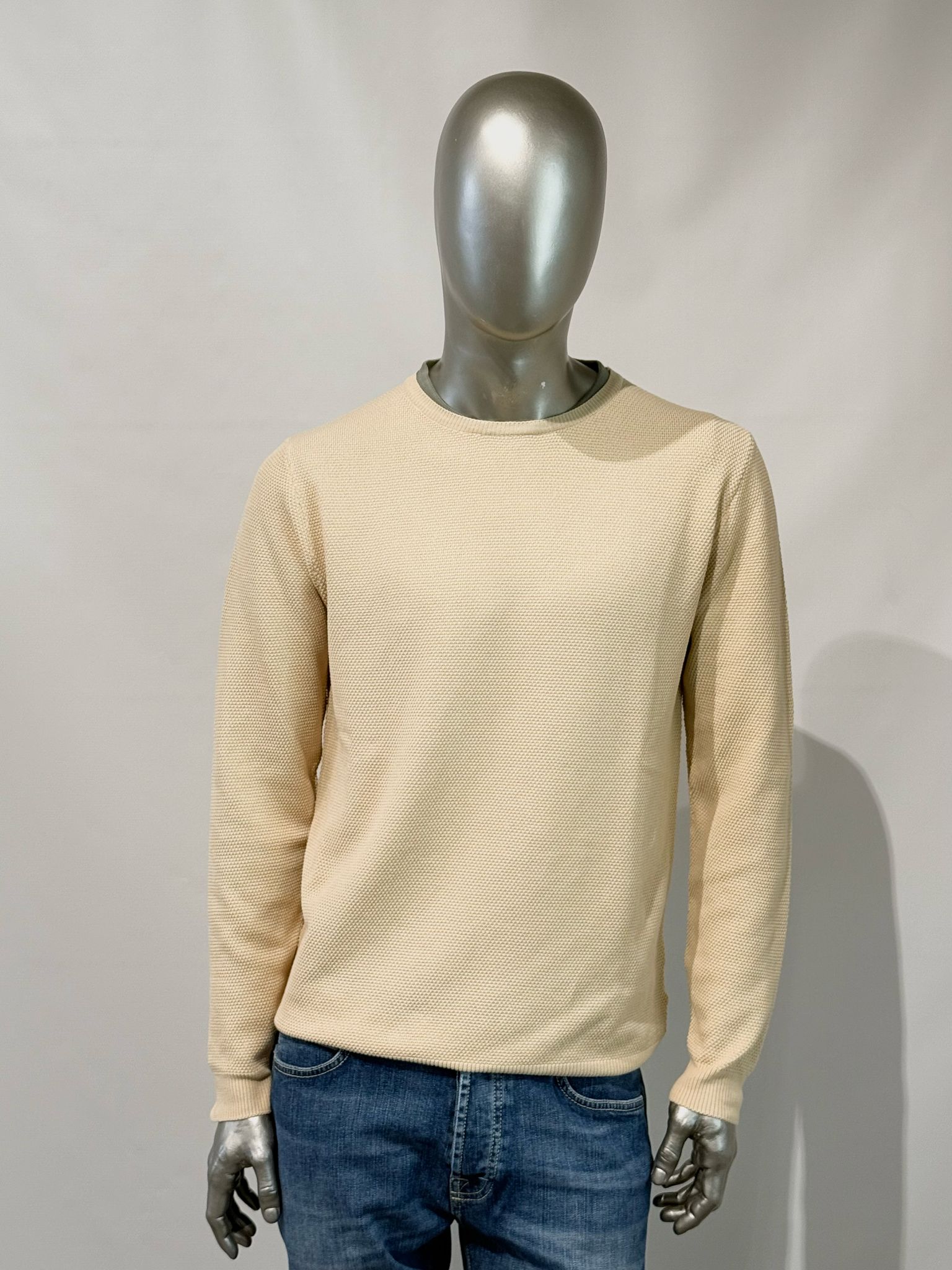 S5-2125 Maglia Girocollo Cotone Ecru Man