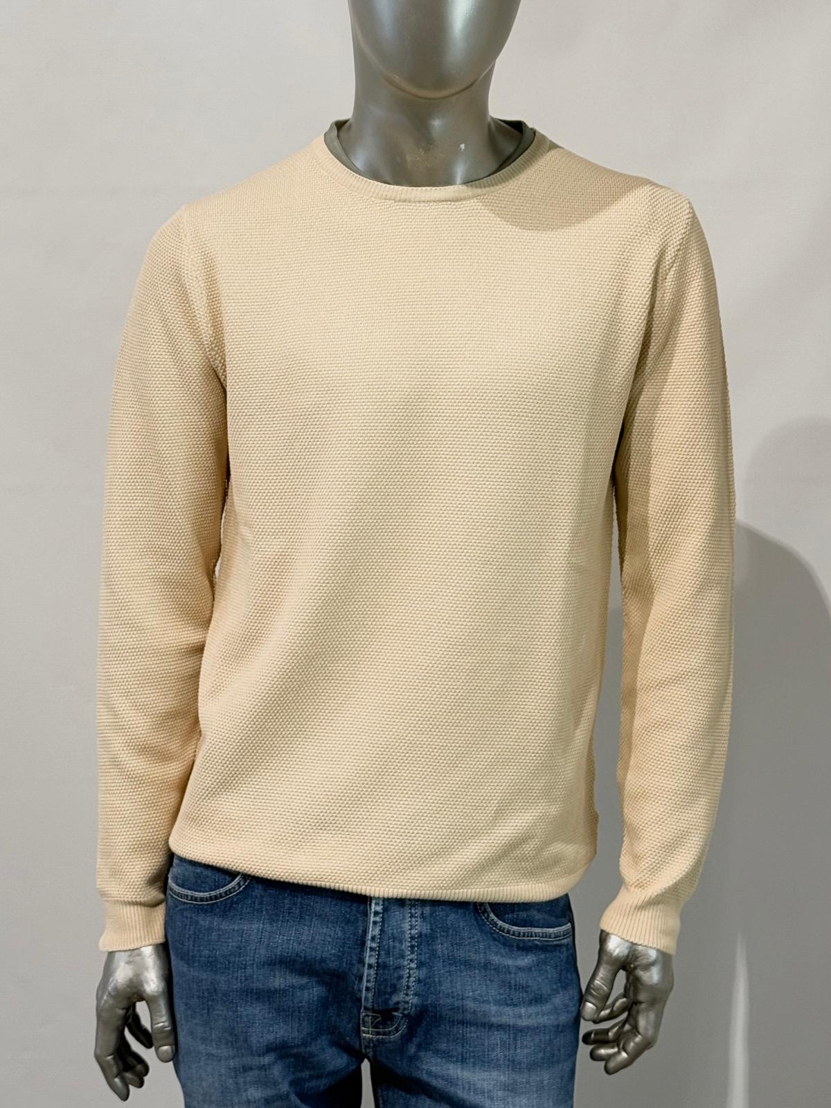 S5-2125 Maglia Girocollo Cotone Ecru Man