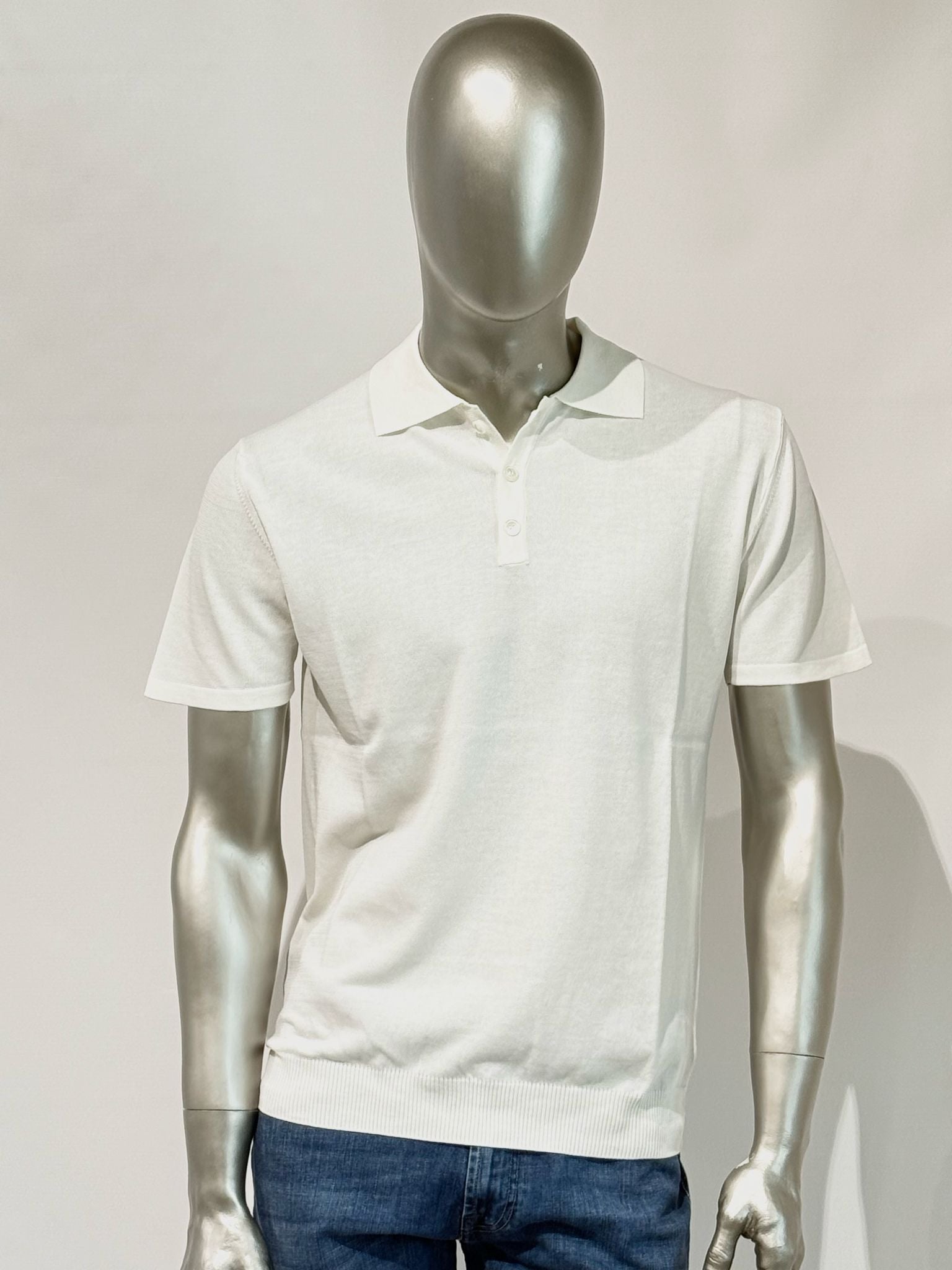 S5-0305 Polo Manica Corta Crepe Panna Man