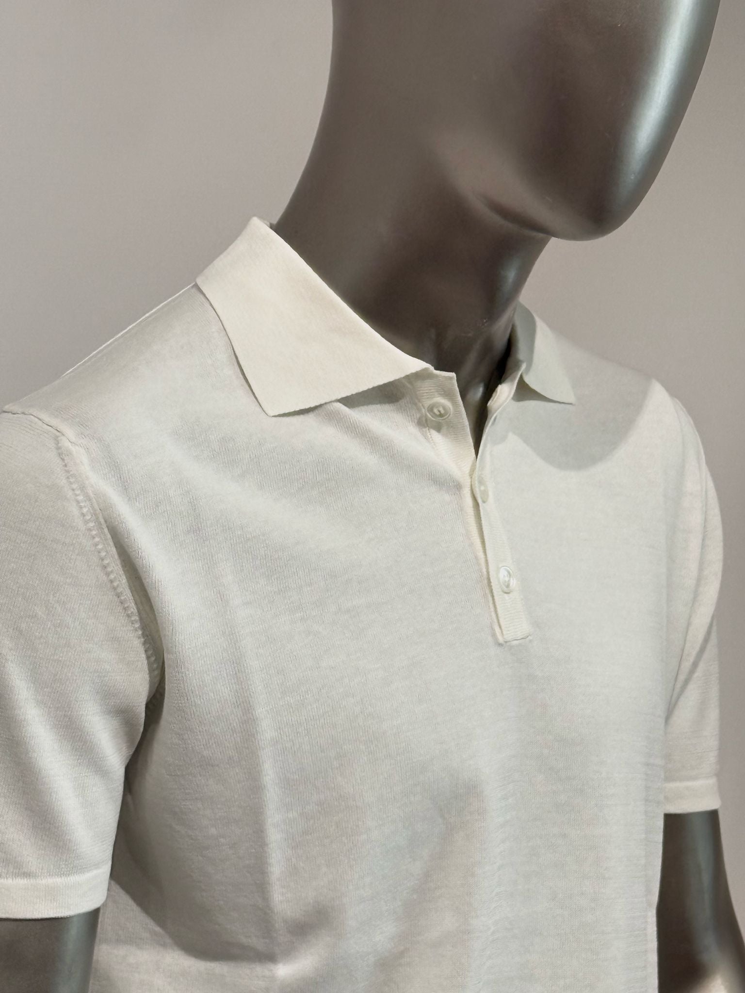 S5-0305 Polo Manica Corta Crepe Panna Man