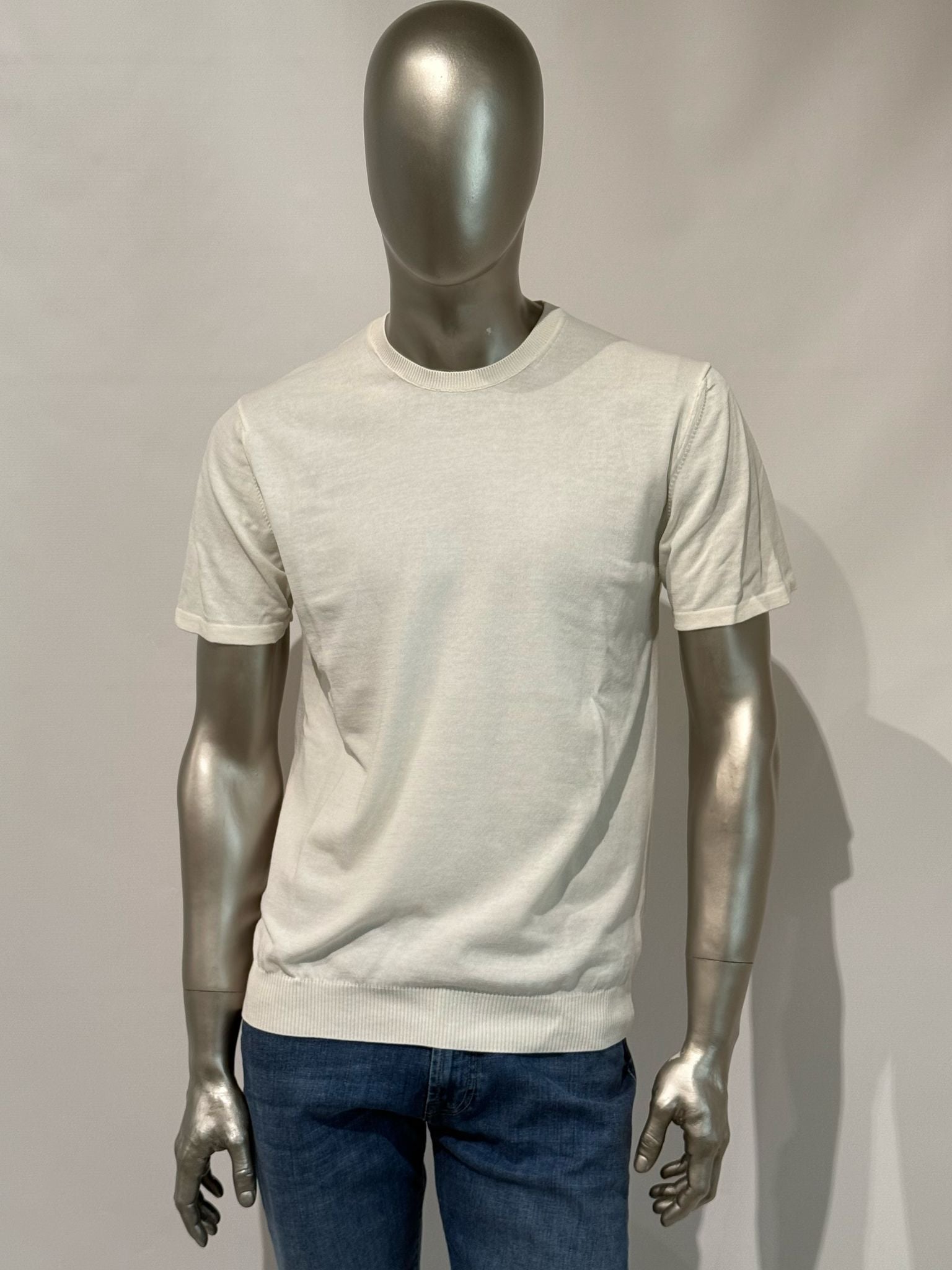 S5-0307 T-Shirt Manica Corta Crepe Panna Man