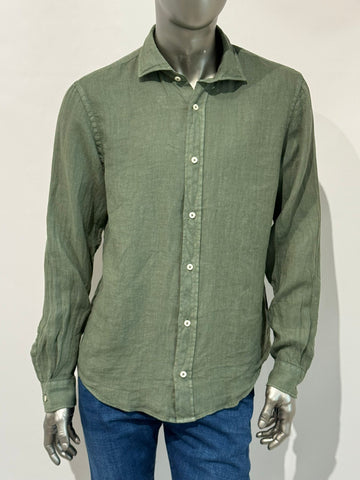 US5- Camicia Pierce Riviera Lino Green Tea Man