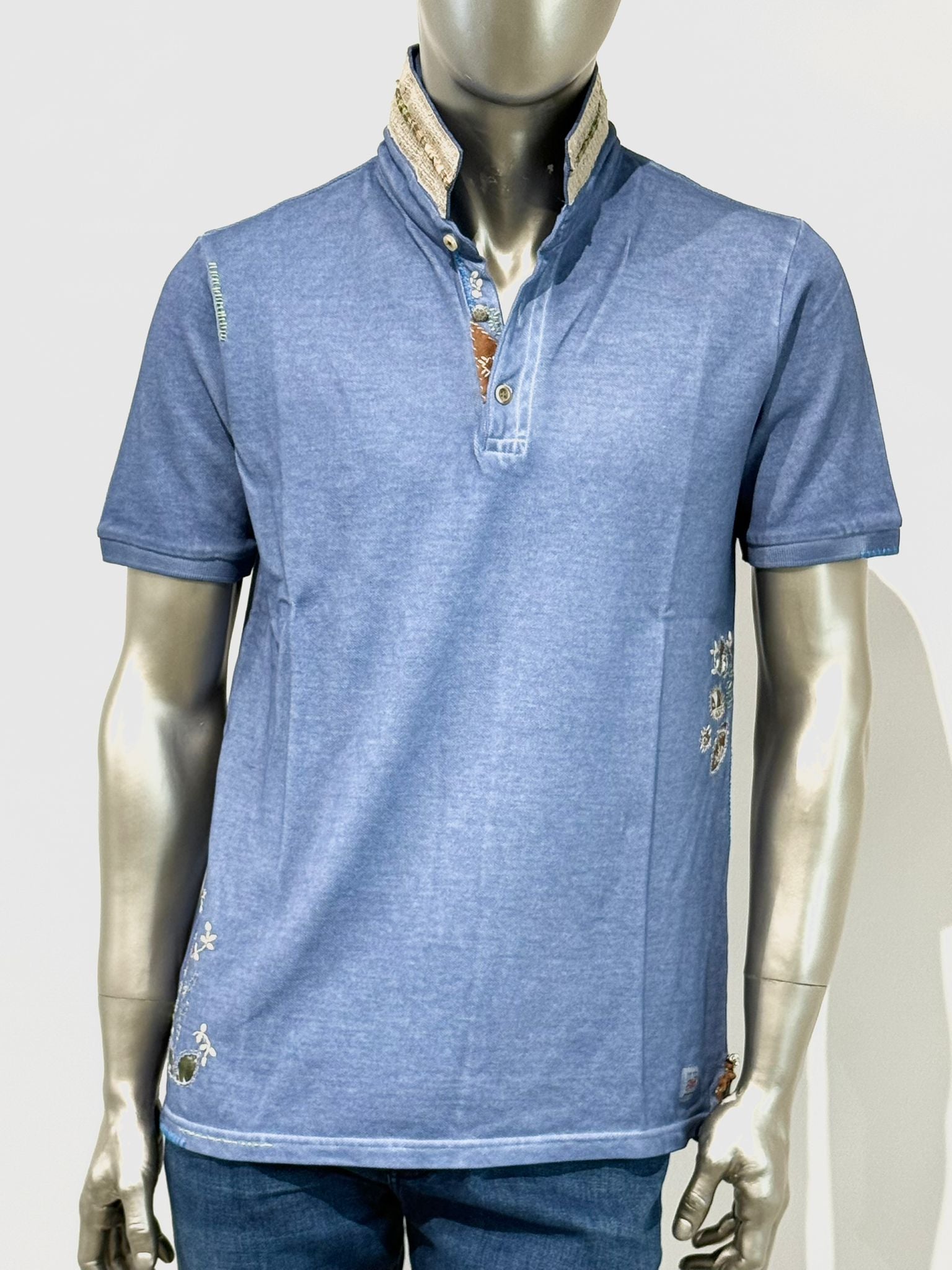 S5-RICKY486 Polo Ricamata Denim Man