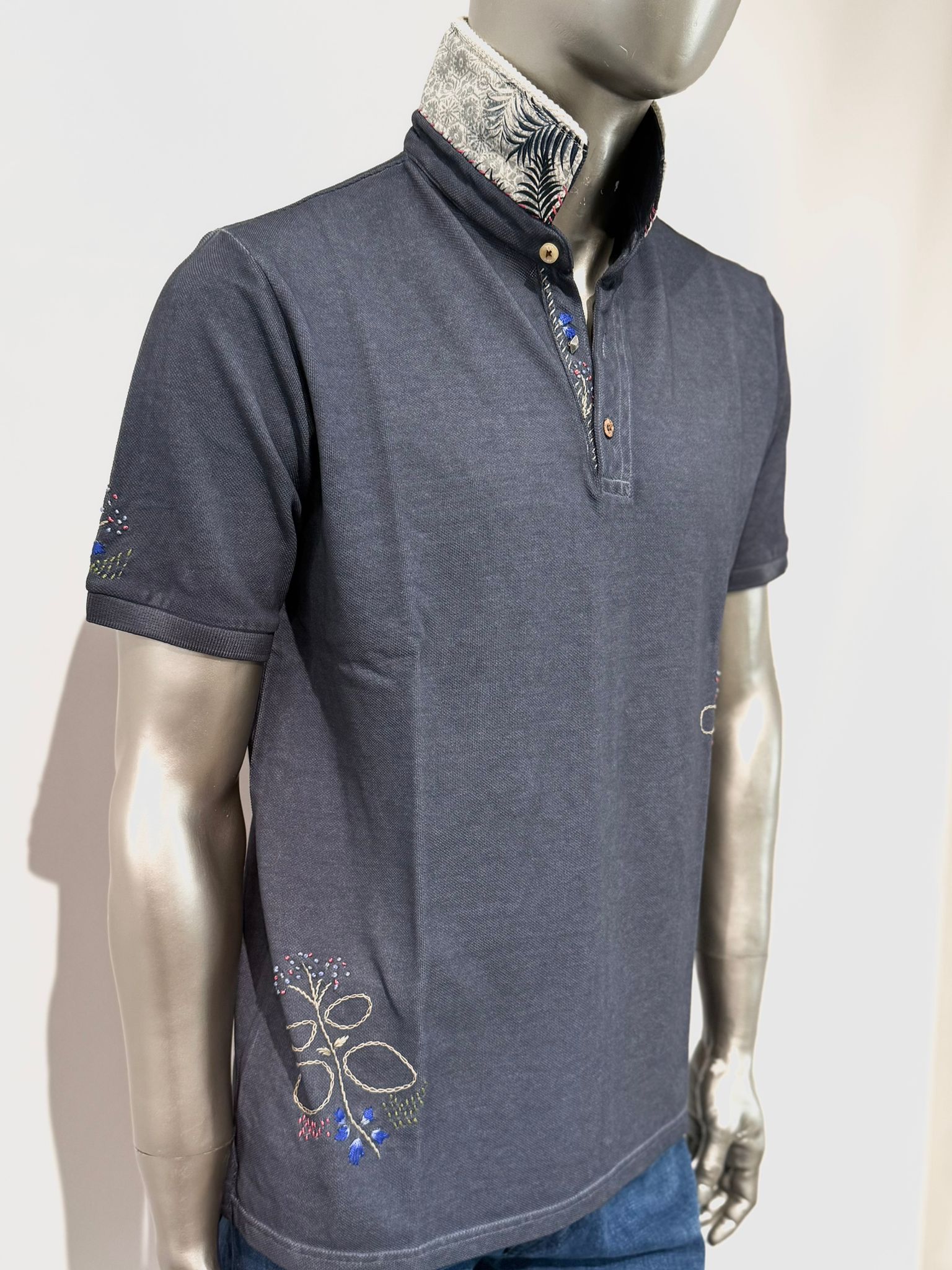 S5-RICKY484 Polo Ricamata Blu Man