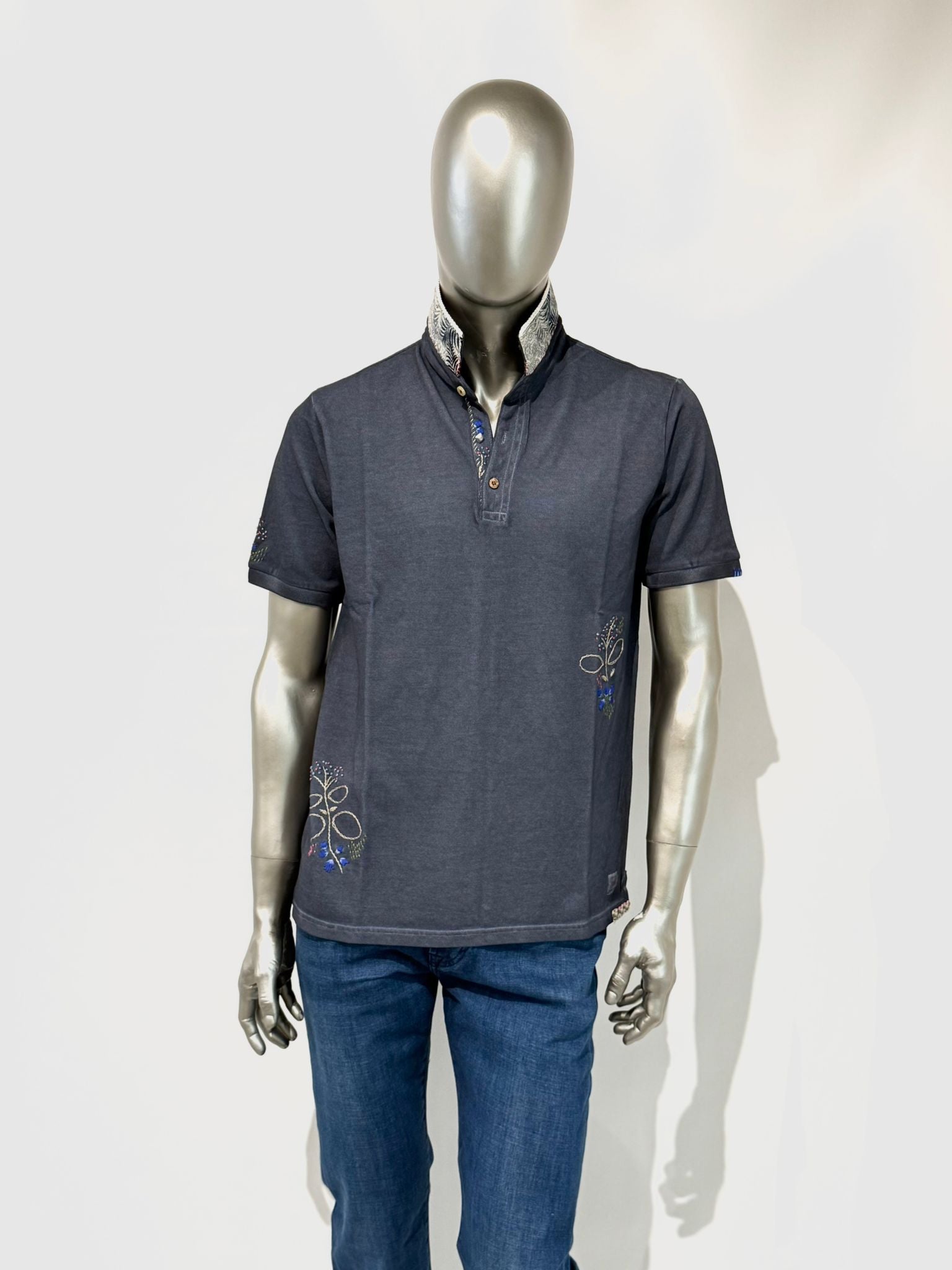 S5-RICKY484 Polo Ricamata Blu Man