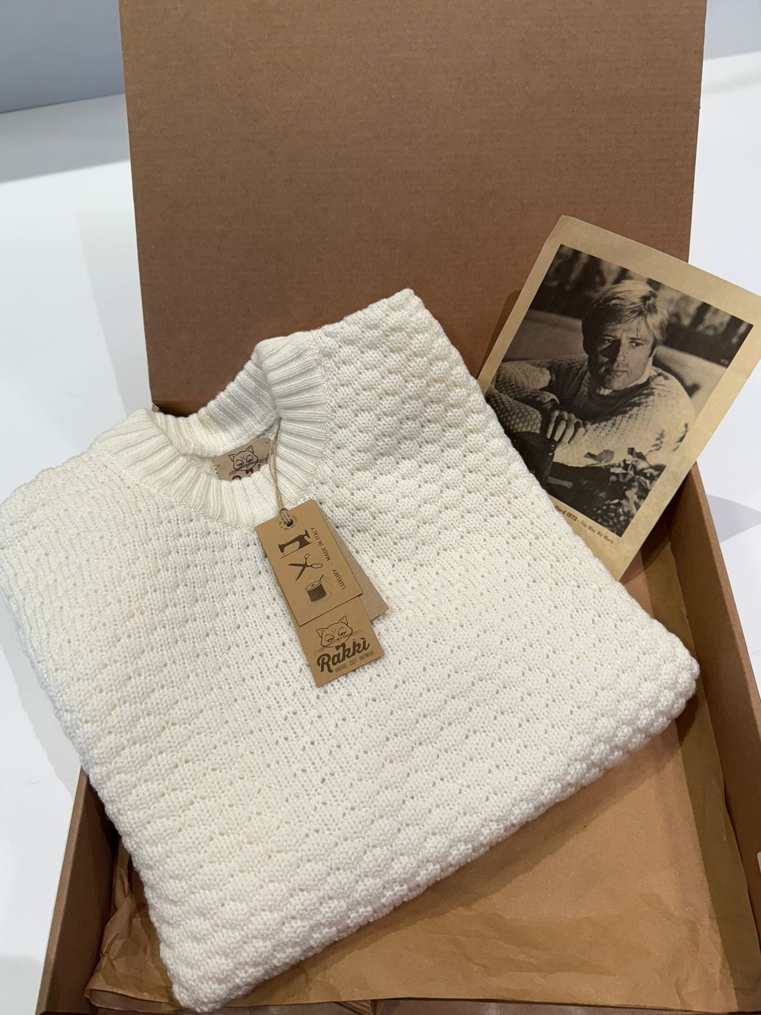 UW5-HUBBEL Maglia ROBERT REDFORD Girocollo Bianco Lana Man