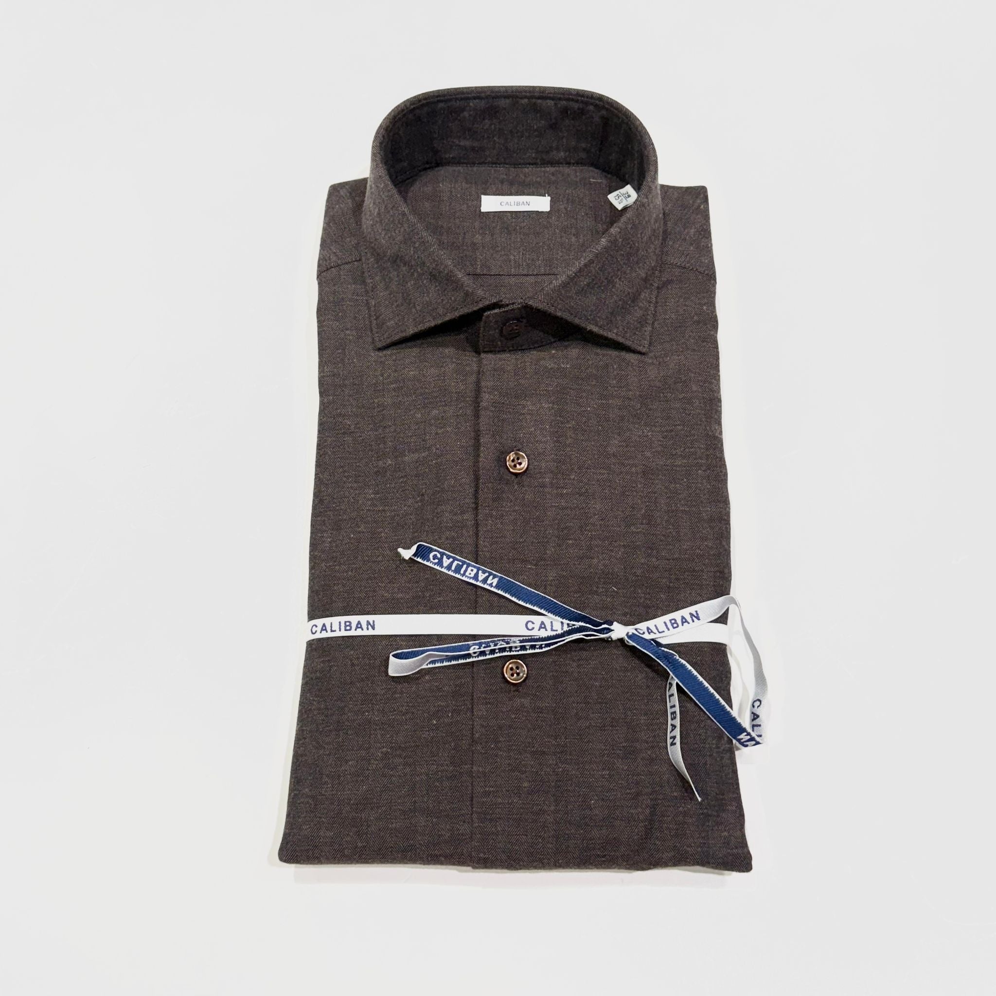W5-QMCCUR Camicia Regular Spigata Marrone Man