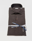 W5-QMCCUR Camicia Regular Spigata Marrone Man