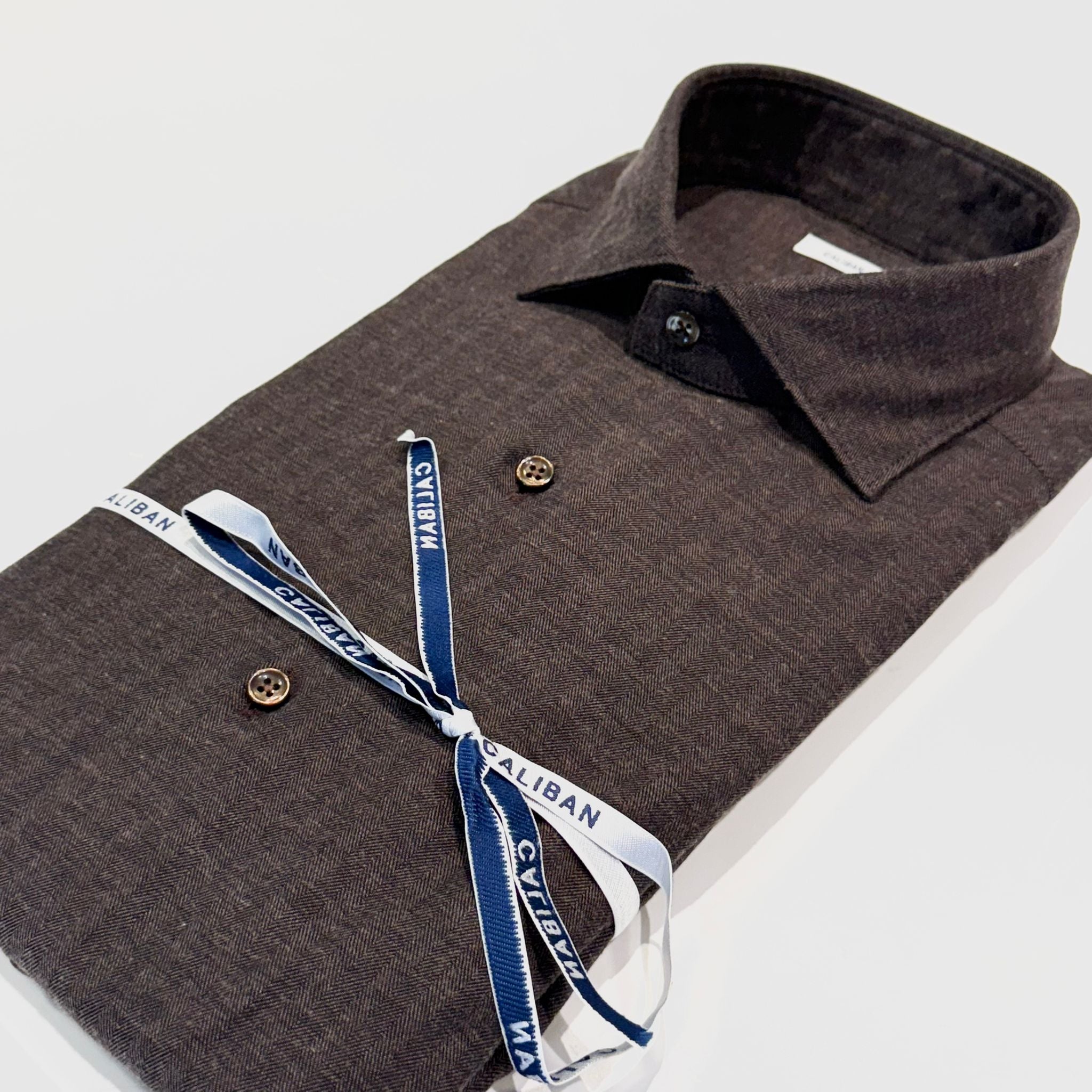 W5-QMCCUR Camicia Regular Spigata Marrone Man