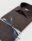 W5-QMCCUR Camicia Regular Spigata Marrone Man