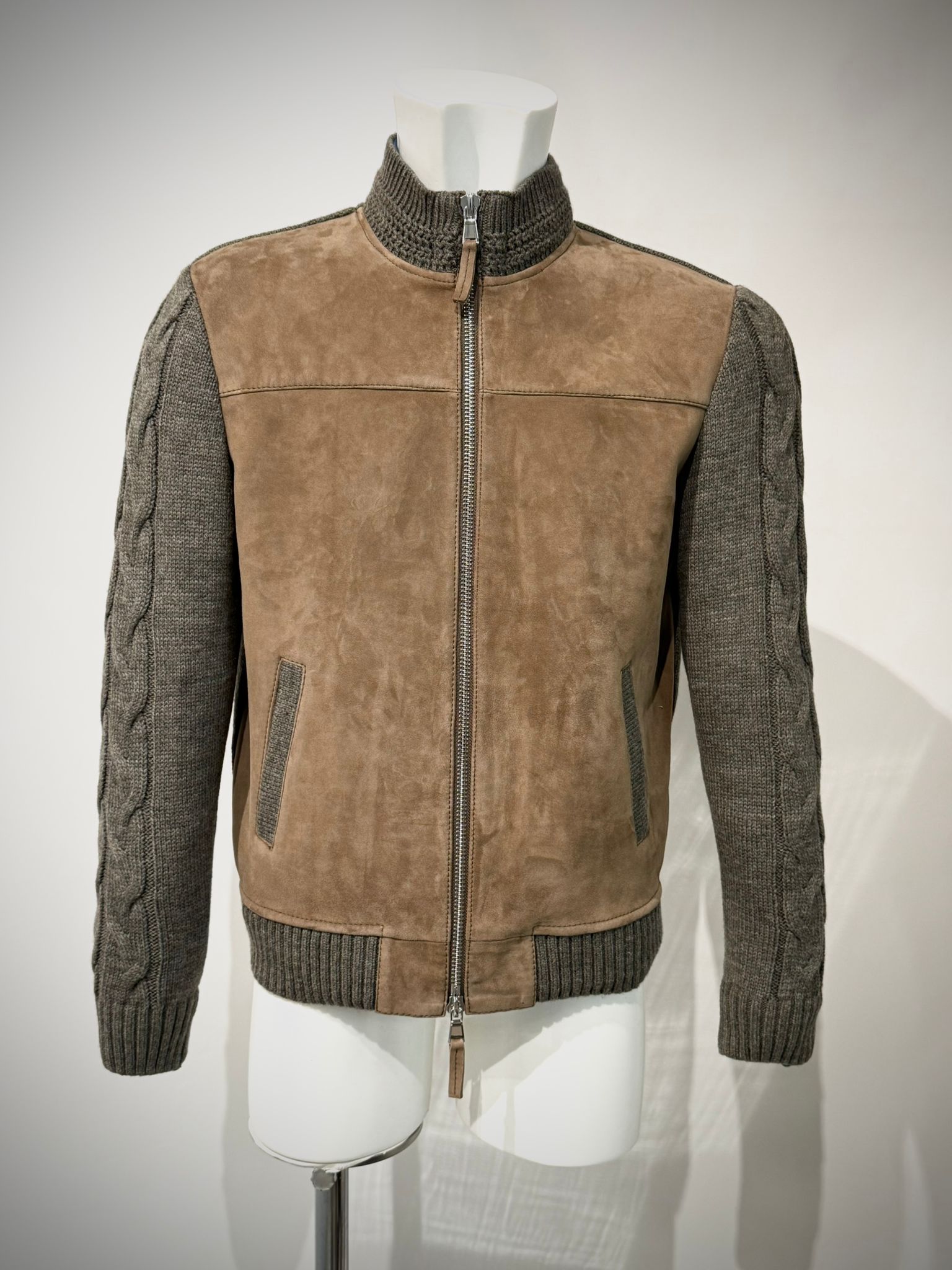 UW5-THAMES KNIT Giubbotto Ibrido Suede Maglia Sesamo/Stone Man