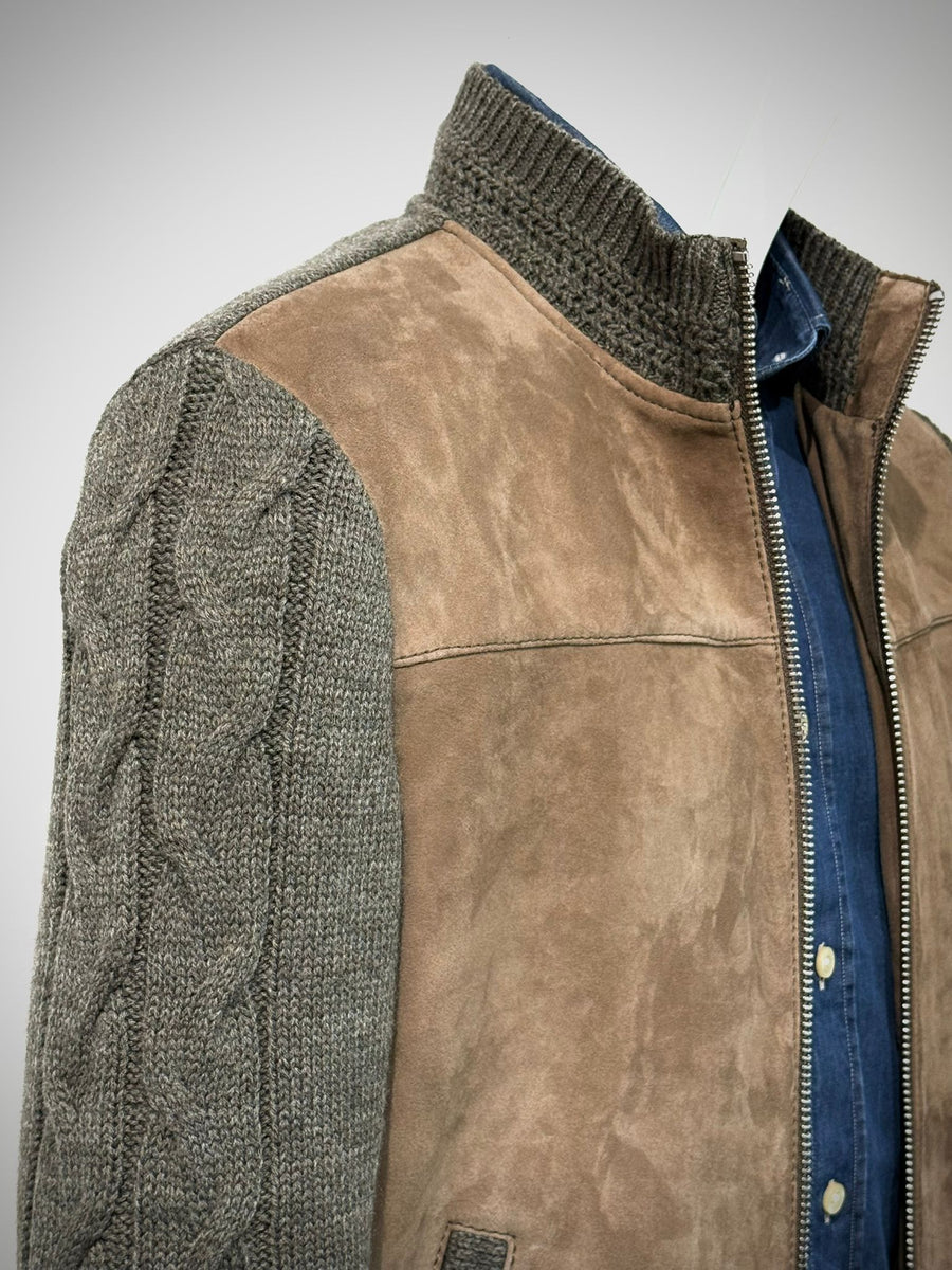 UW5-THAMES KNIT Giubbotto Ibrido Suede Maglia Sesamo/Stone Man