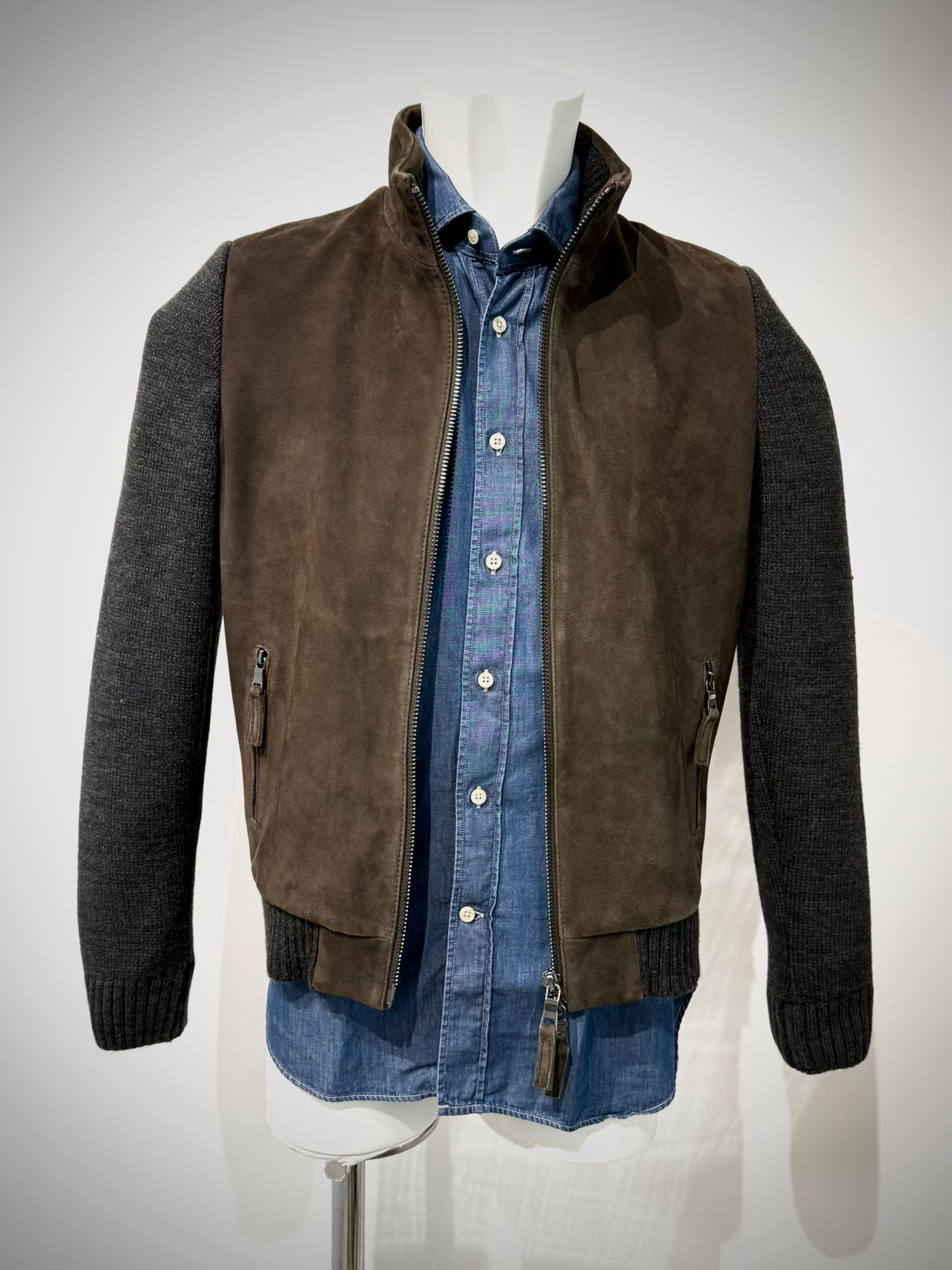 UW5-FRANCIS KNIT Giubbotto Ibrido Suede Maglia Moka/Antracite Man