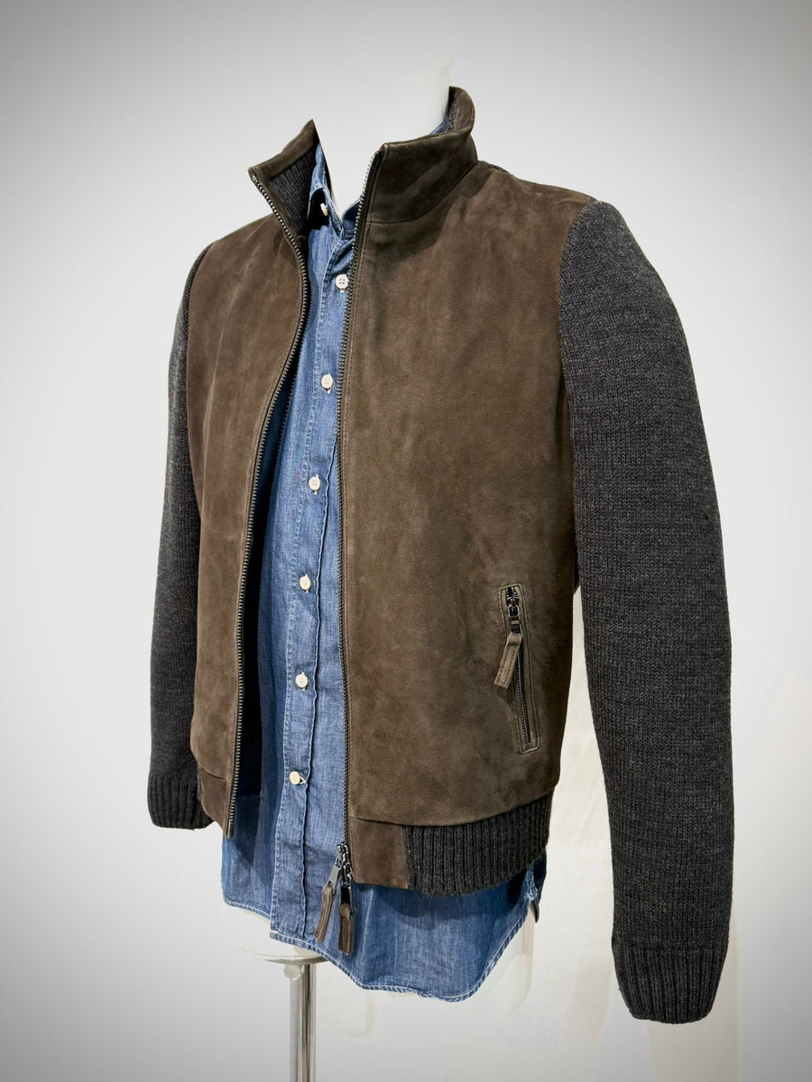 UW5-FRANCIS KNIT Giubbotto Ibrido Suede Maglia Moka/Antracite Man