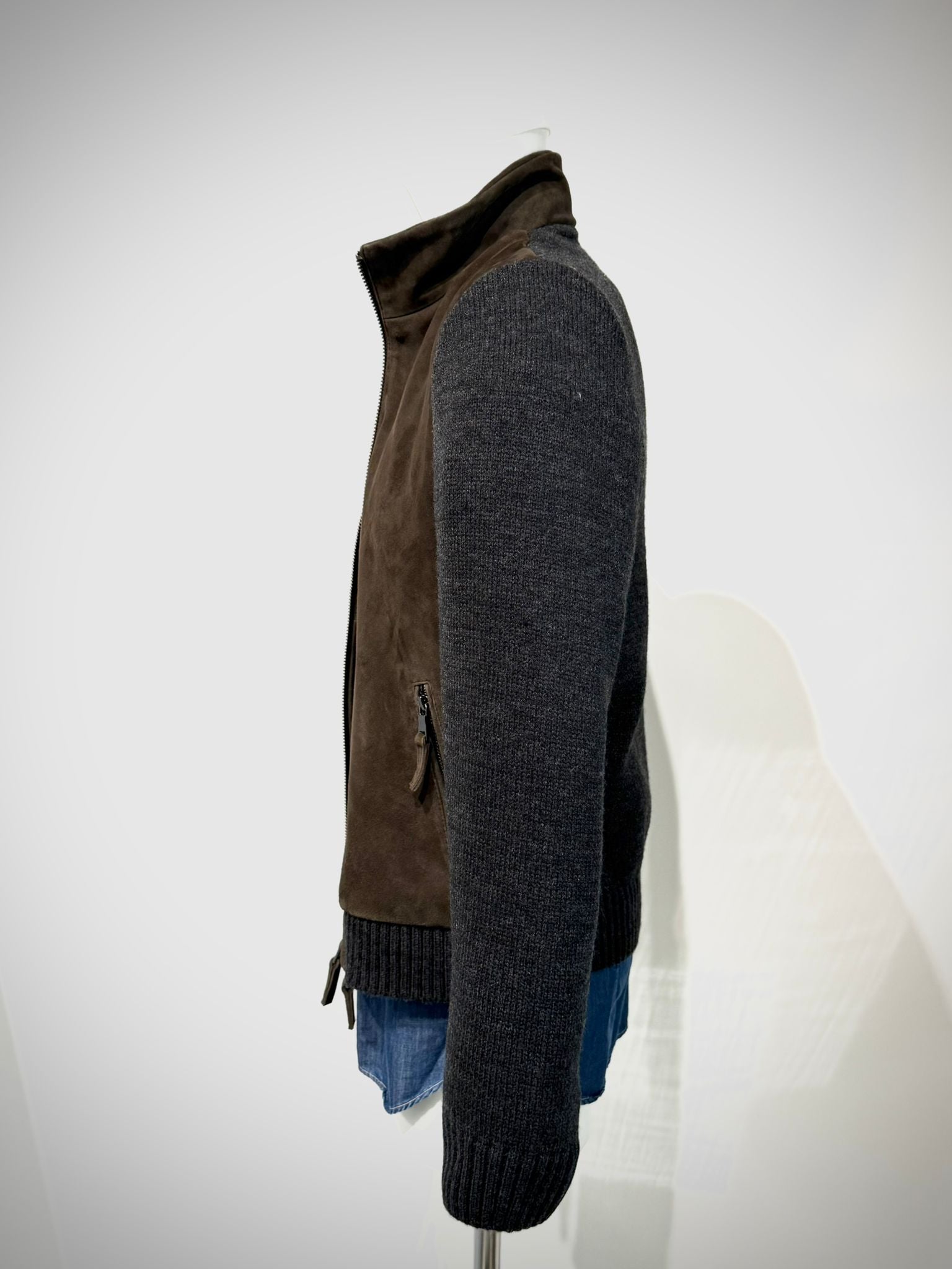 UW5-FRANCIS KNIT Giubbotto Ibrido Suede Maglia Moka/Antracite Man
