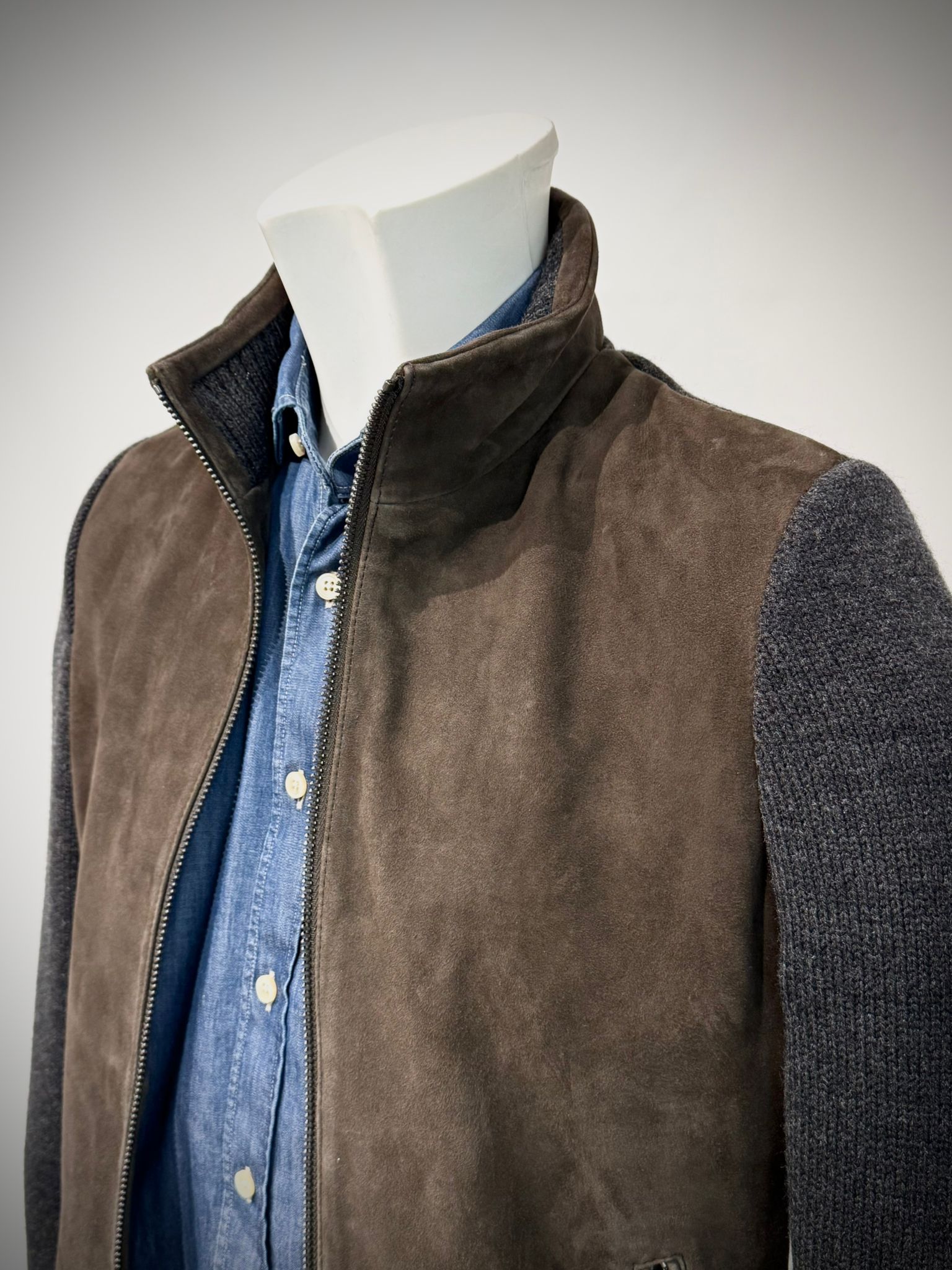 UW5-FRANCIS KNIT Giubbotto Ibrido Suede Maglia Moka/Antracite Man