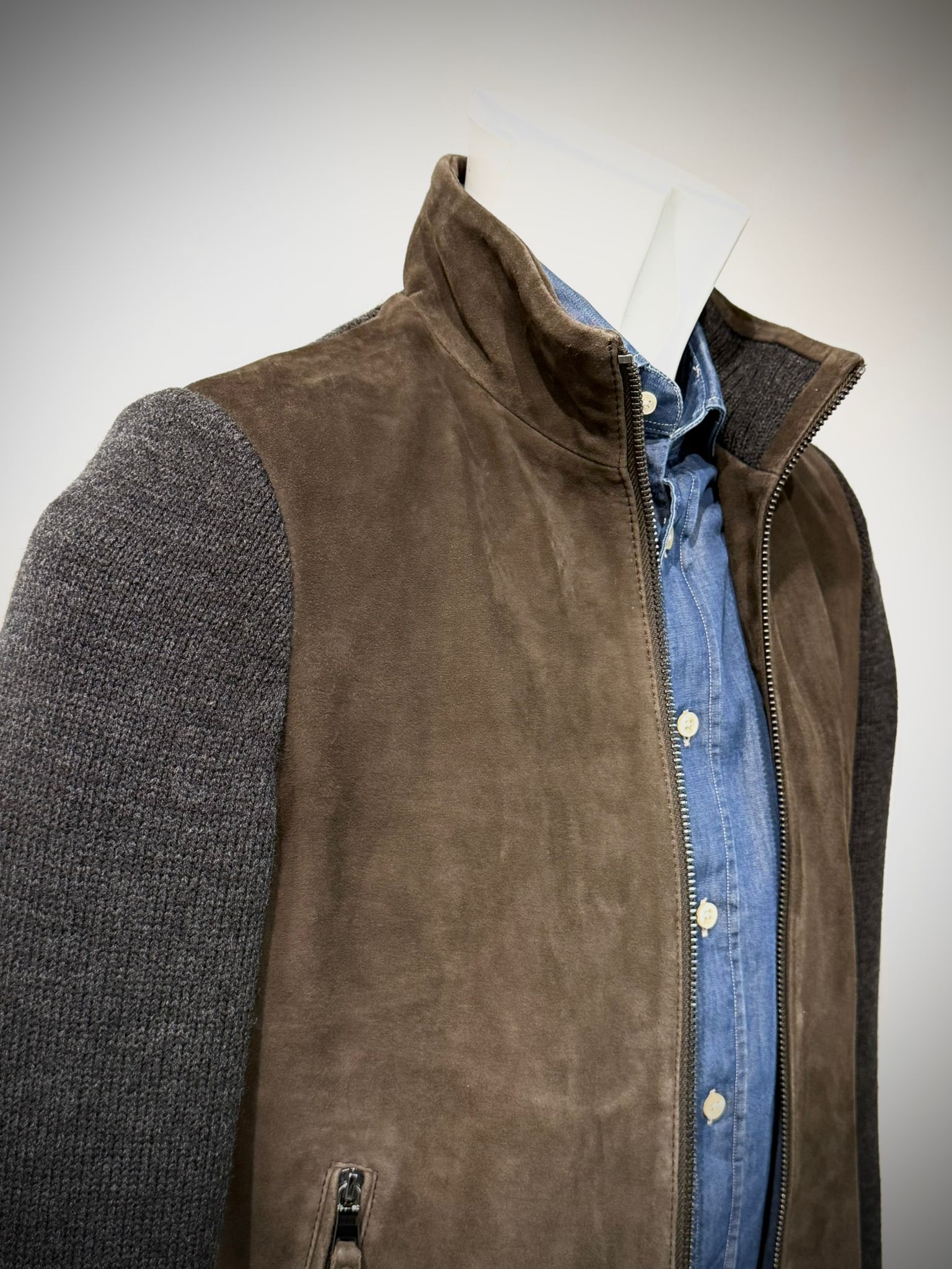 UW5-FRANCIS KNIT Giubbotto Ibrido Suede Maglia Moka/Antracite Man