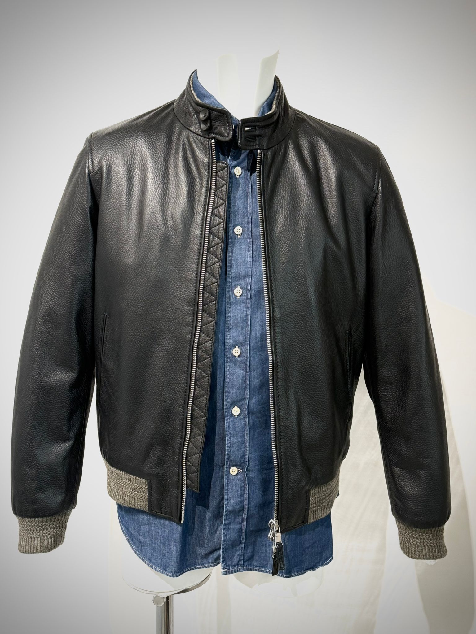 UW4-EAST VILLAGE Giubbotto In Pelle Black Man