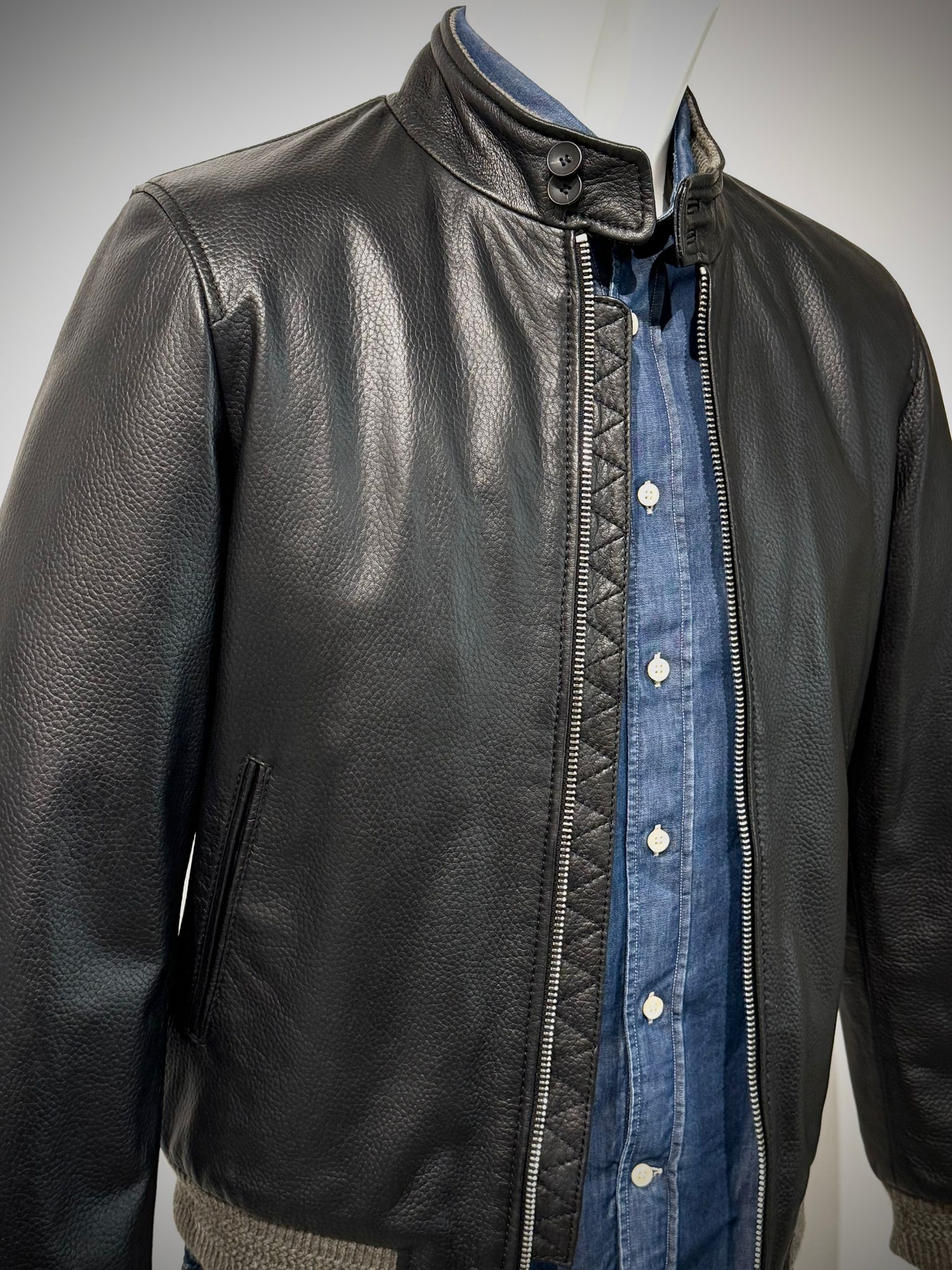 UW4-EAST VILLAGE Giubbotto In Pelle Black Man