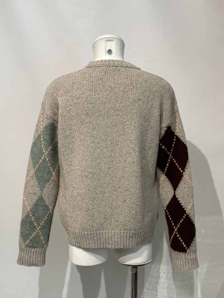 W5-96 Maglia Girocollo Jacquard Rombi Salvia Man