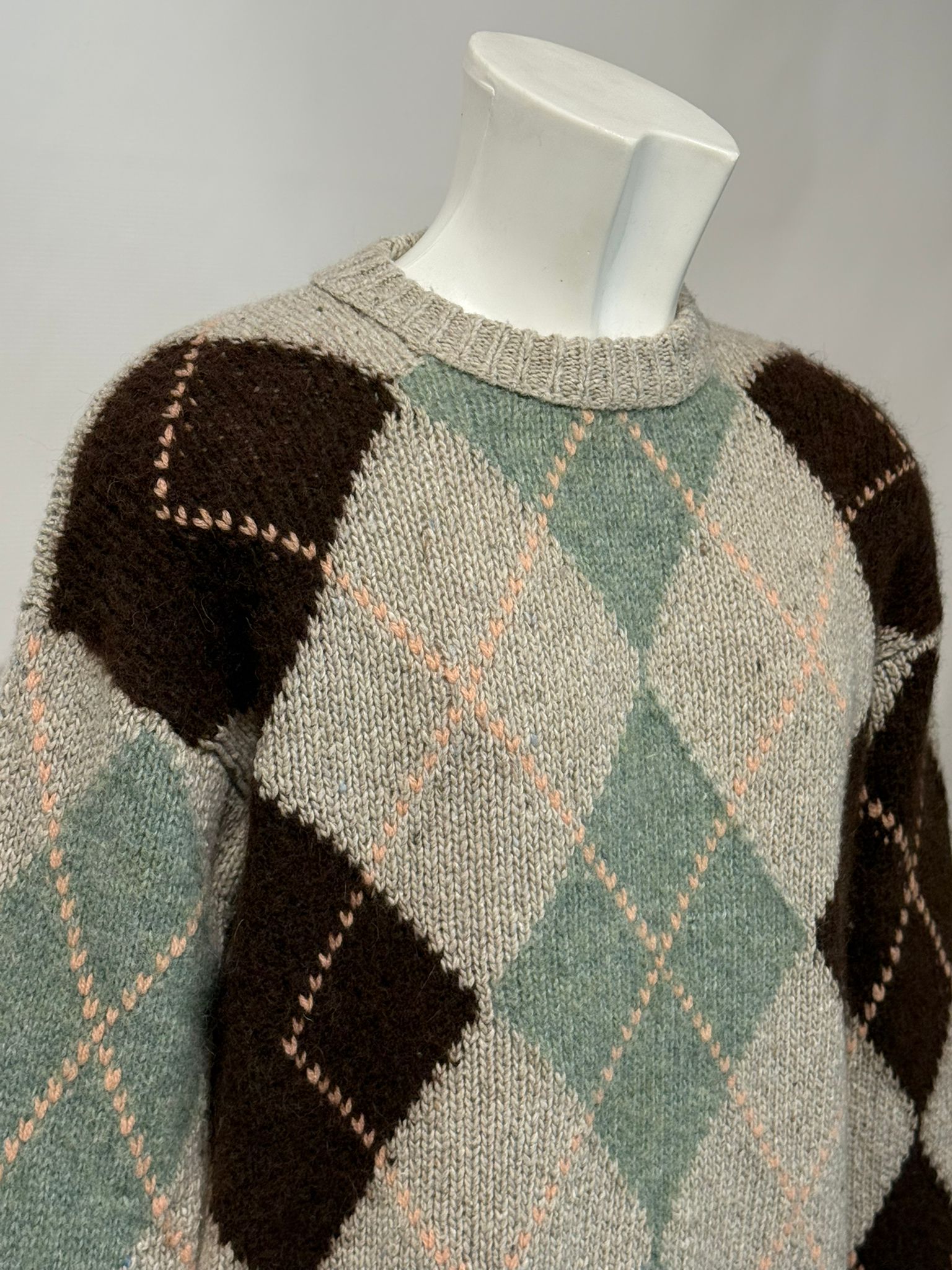 W5-96 Maglia Girocollo Jacquard Rombi Salvia Man