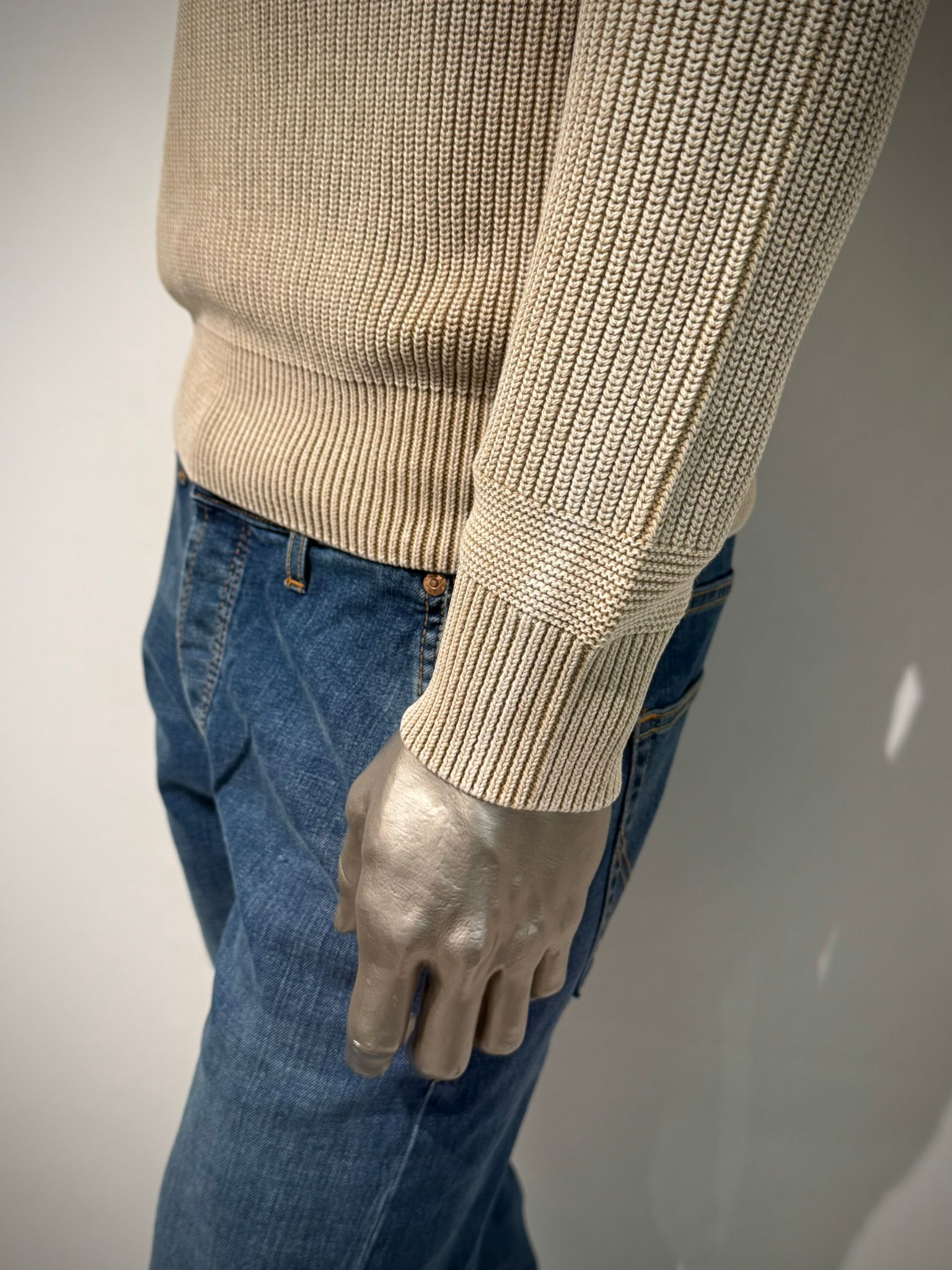 W5-0001 Maglia Girocollo Costa Inglese Beige Man