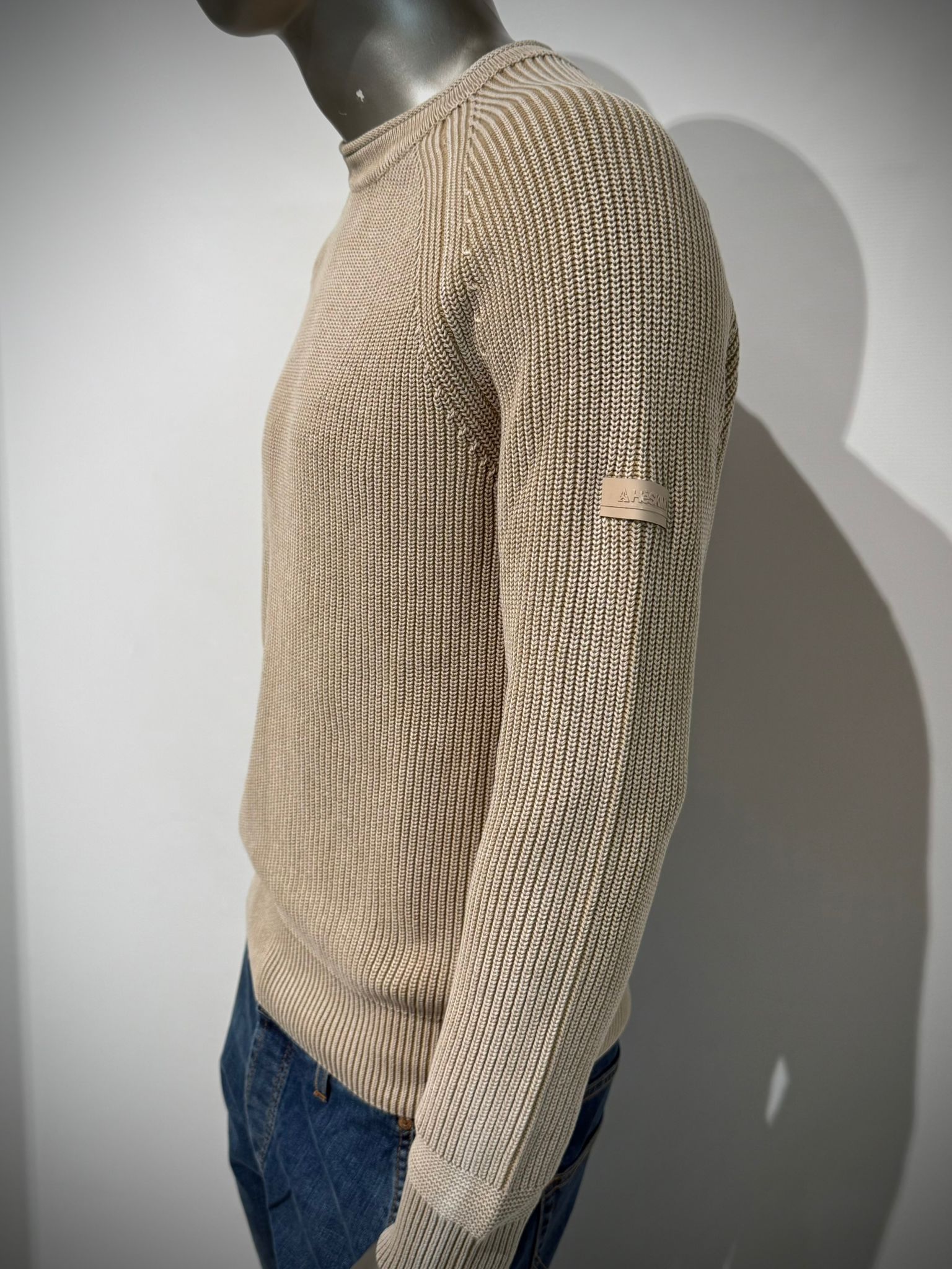 W5-0001 Maglia Girocollo Costa Inglese Beige Man