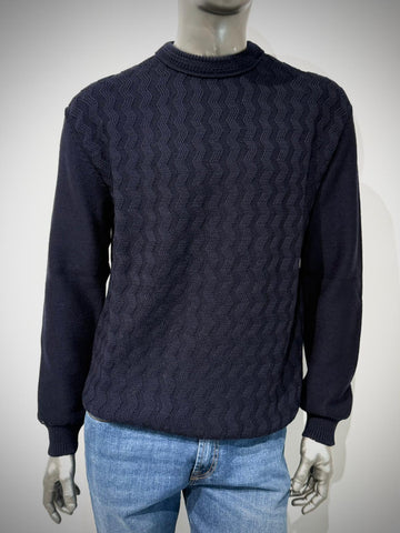 W5-0125 Maglia Girocollo Con Motivo Blu23 Man