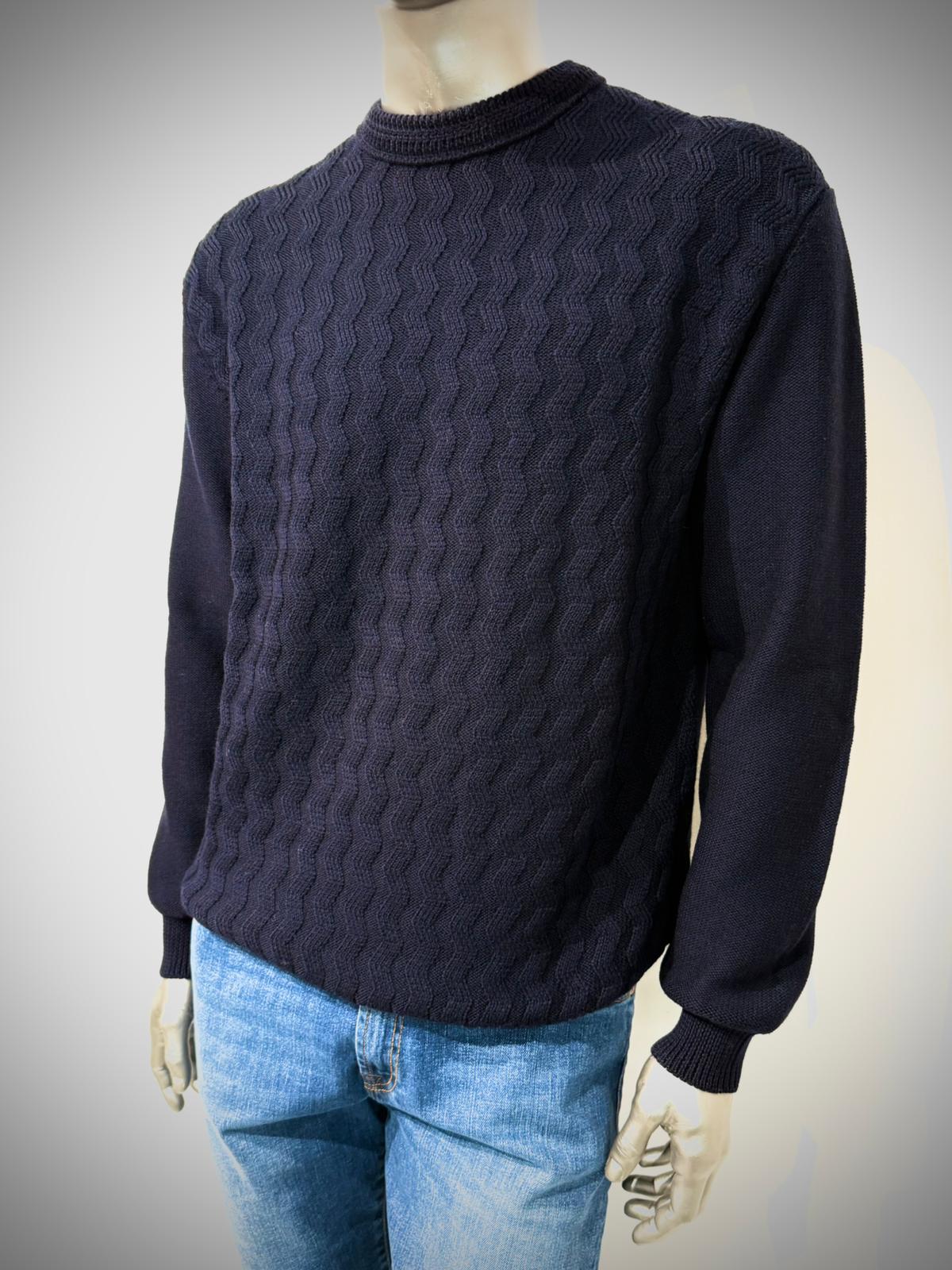 W5-0125 Maglia Girocollo Con Motivo Blu23 Man