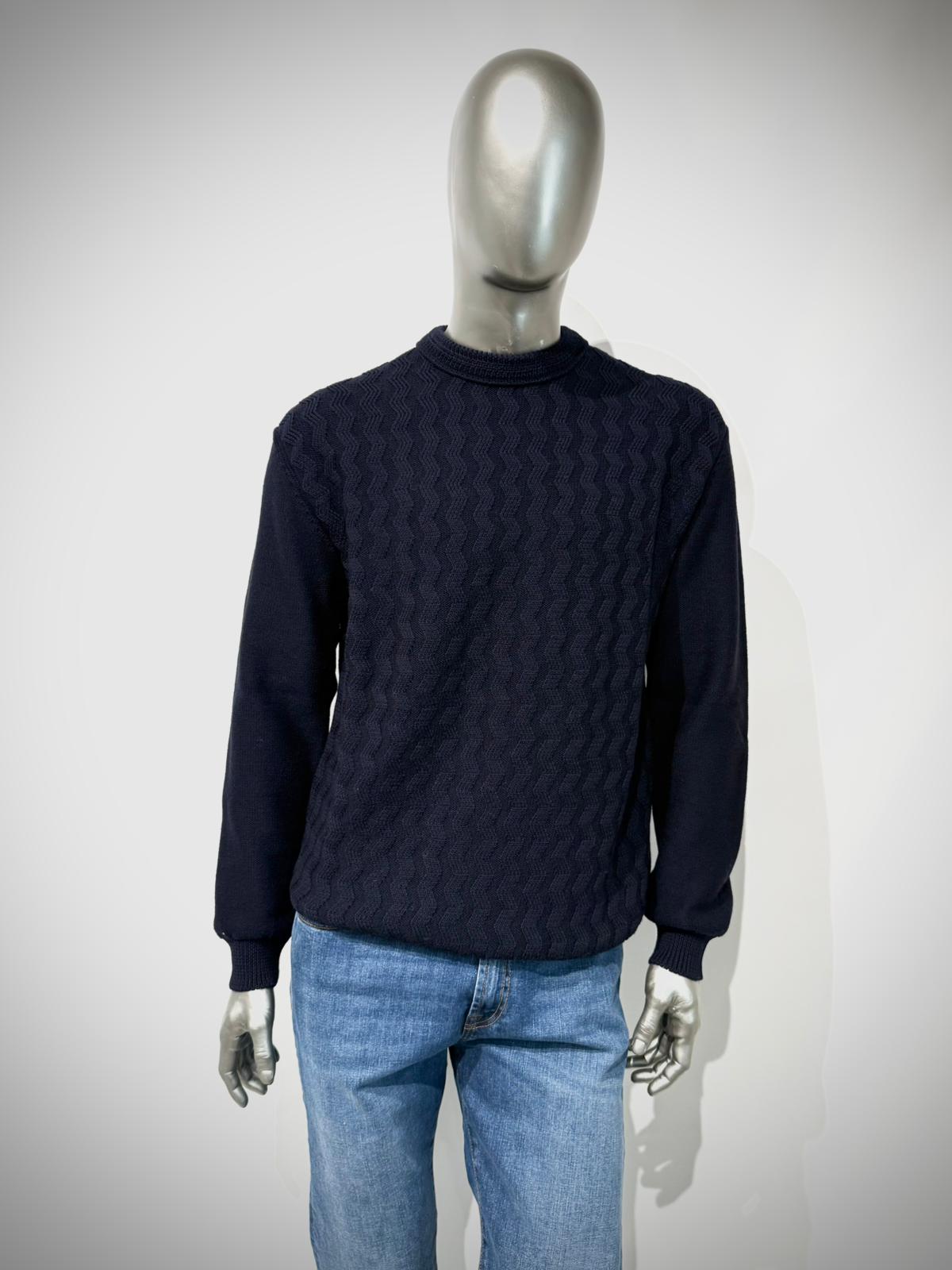 W5-0125 Maglia Girocollo Con Motivo Blu23 Man