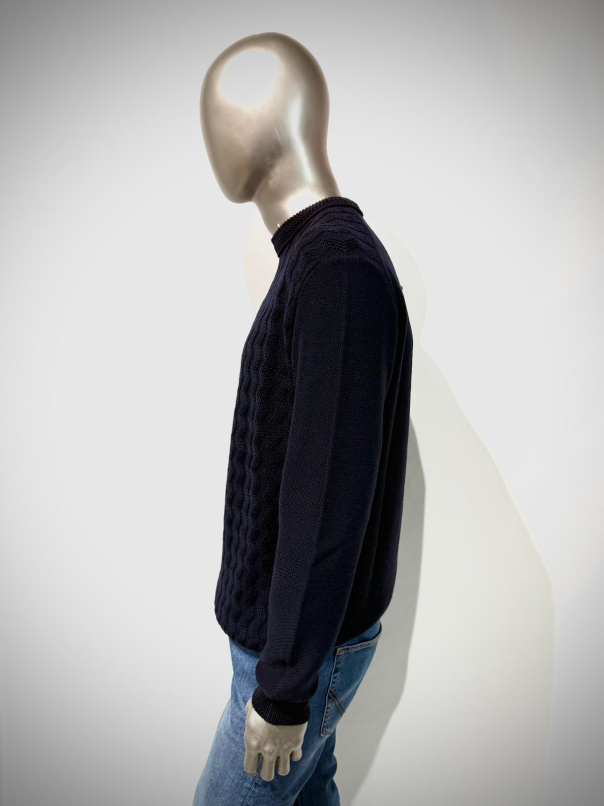 W5-0125 Maglia Girocollo Con Motivo Blu23 Man